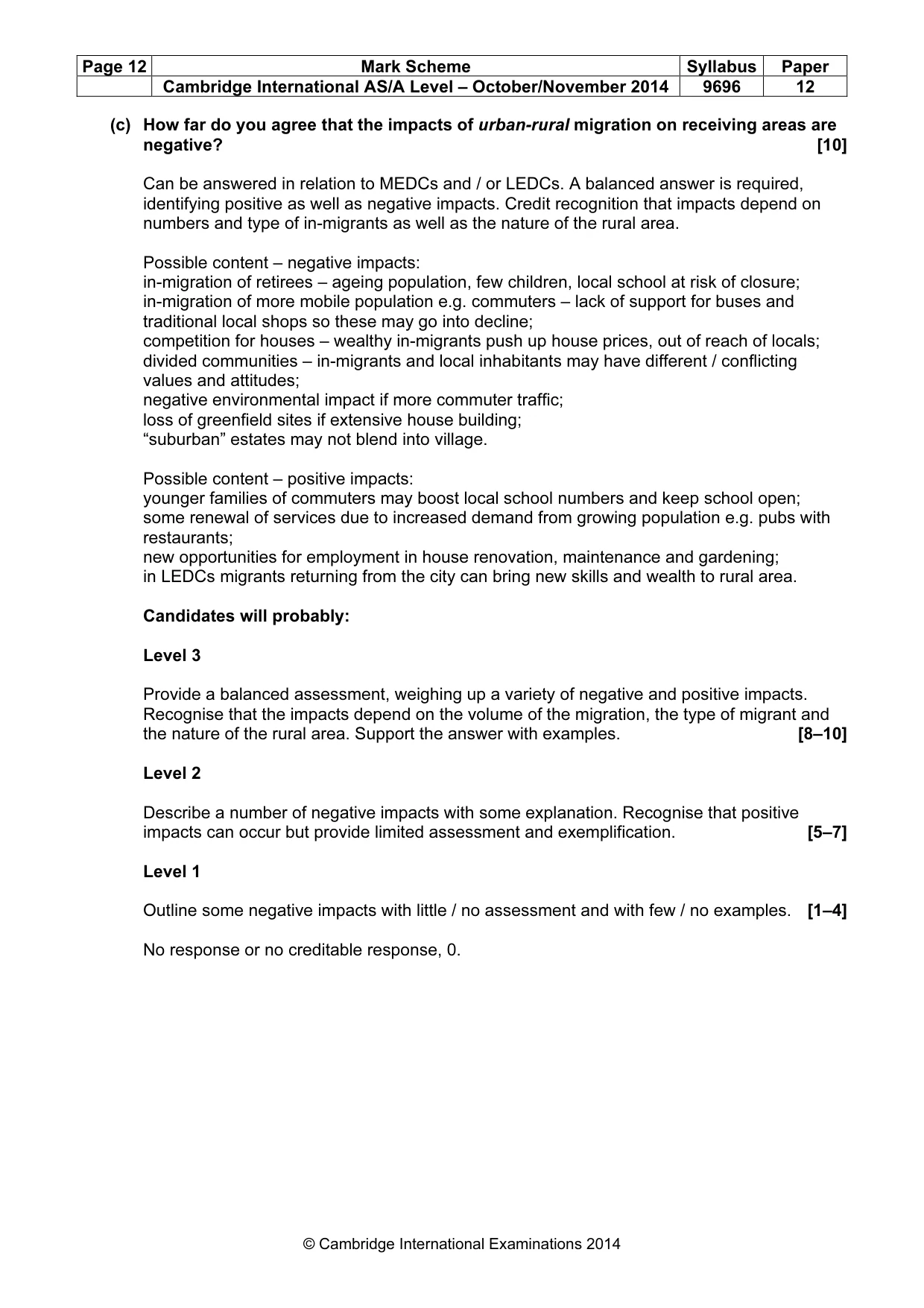 Mark scheme, page 12 of 14