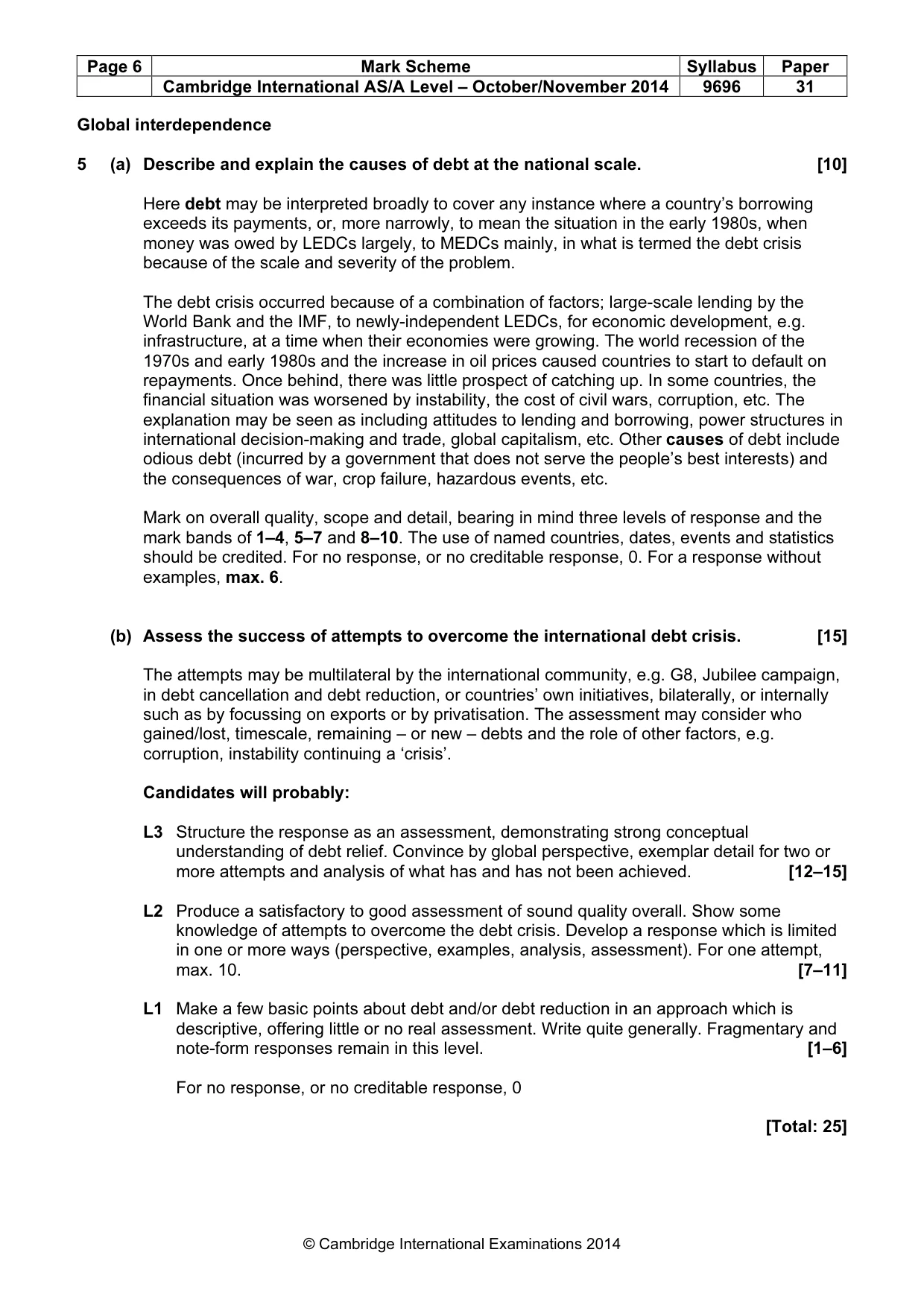 Mark scheme, page 6 of 9