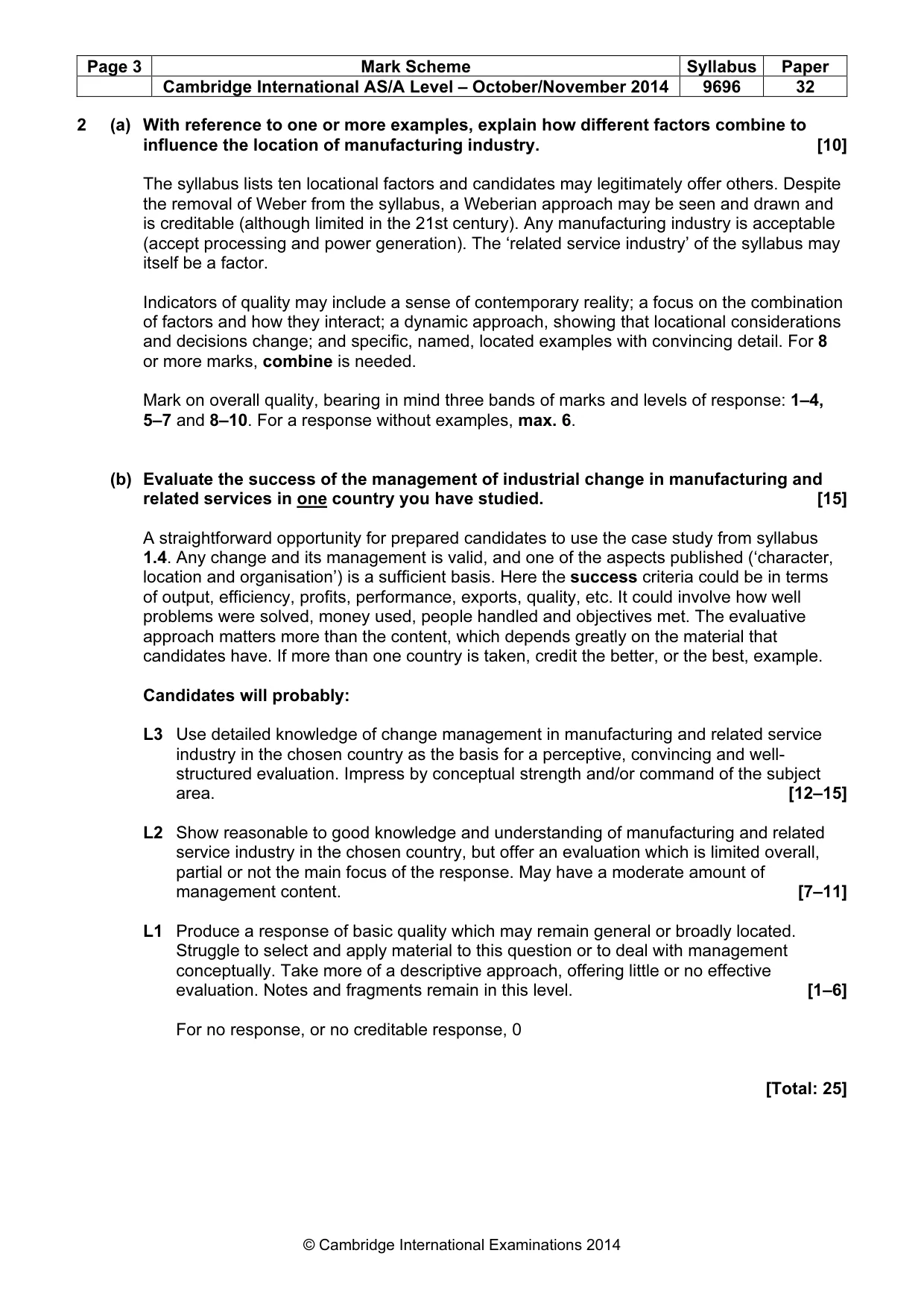 Mark scheme, page 3 of 9