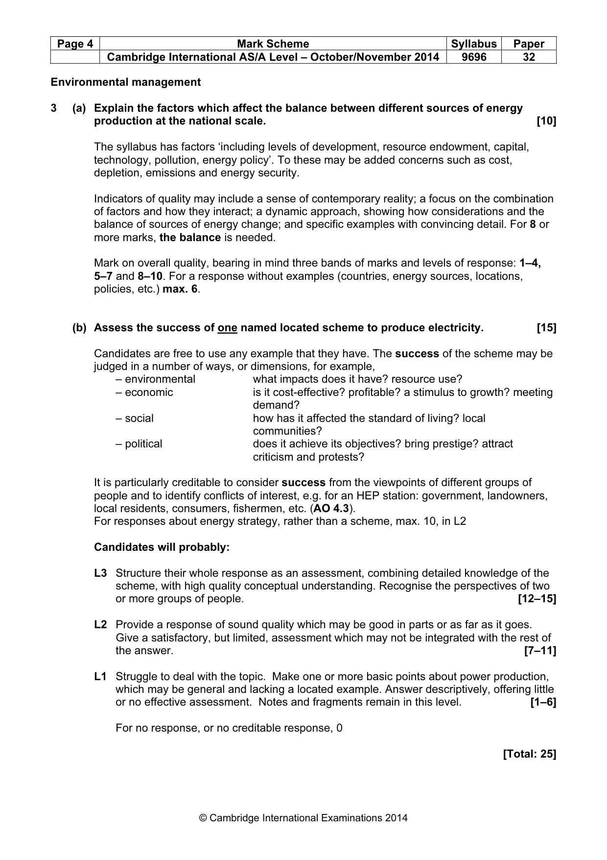 Mark scheme, page 4 of 9