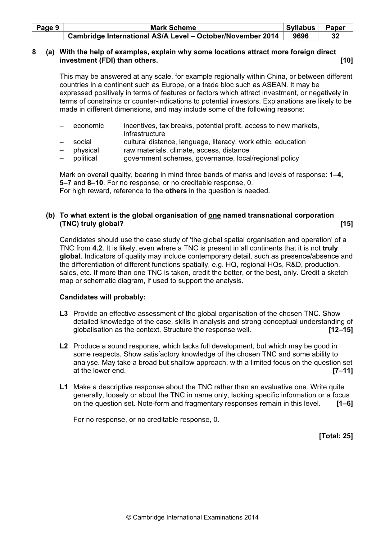 Mark scheme, page 9 of 9