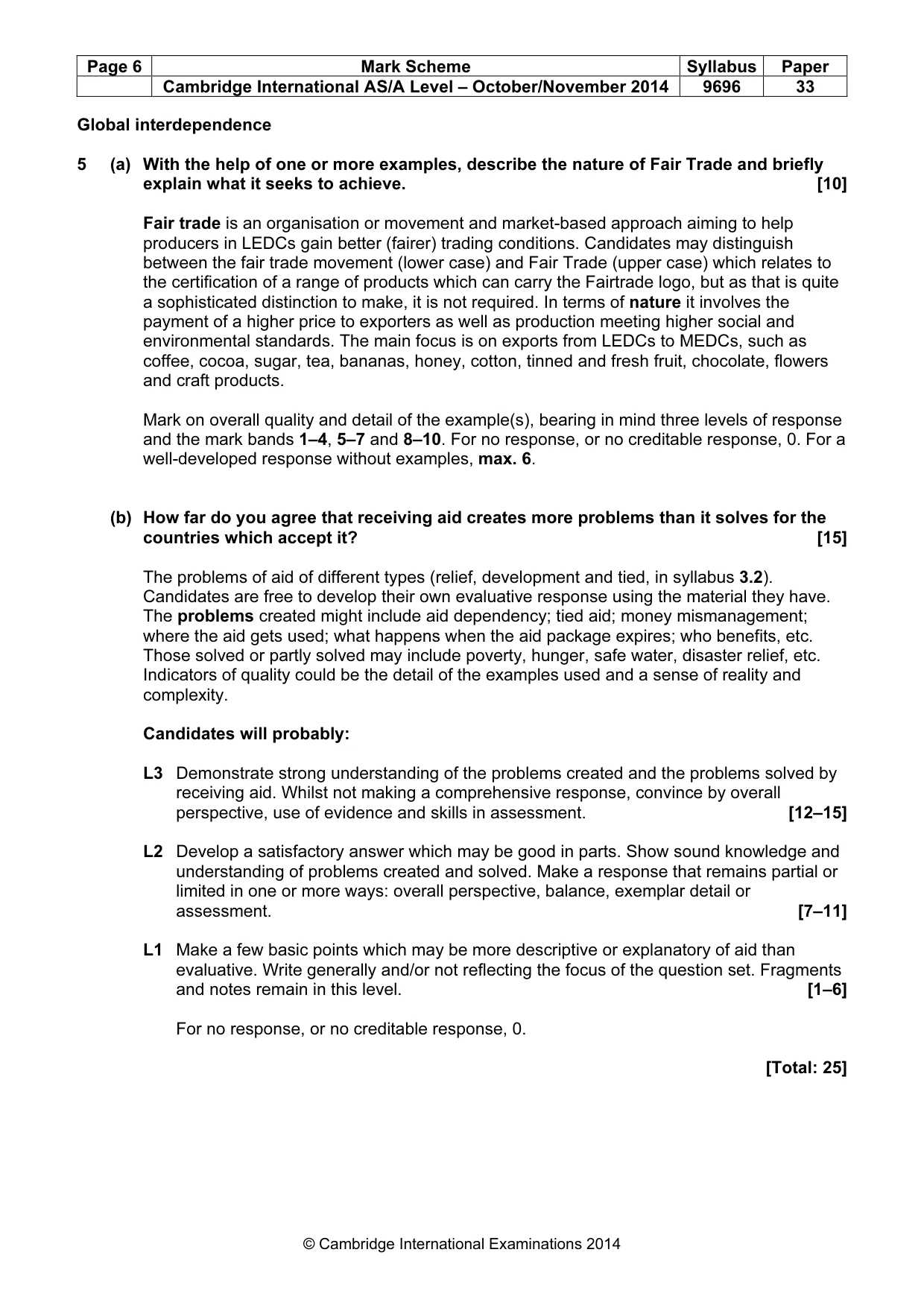 Mark scheme, page 6 of 9