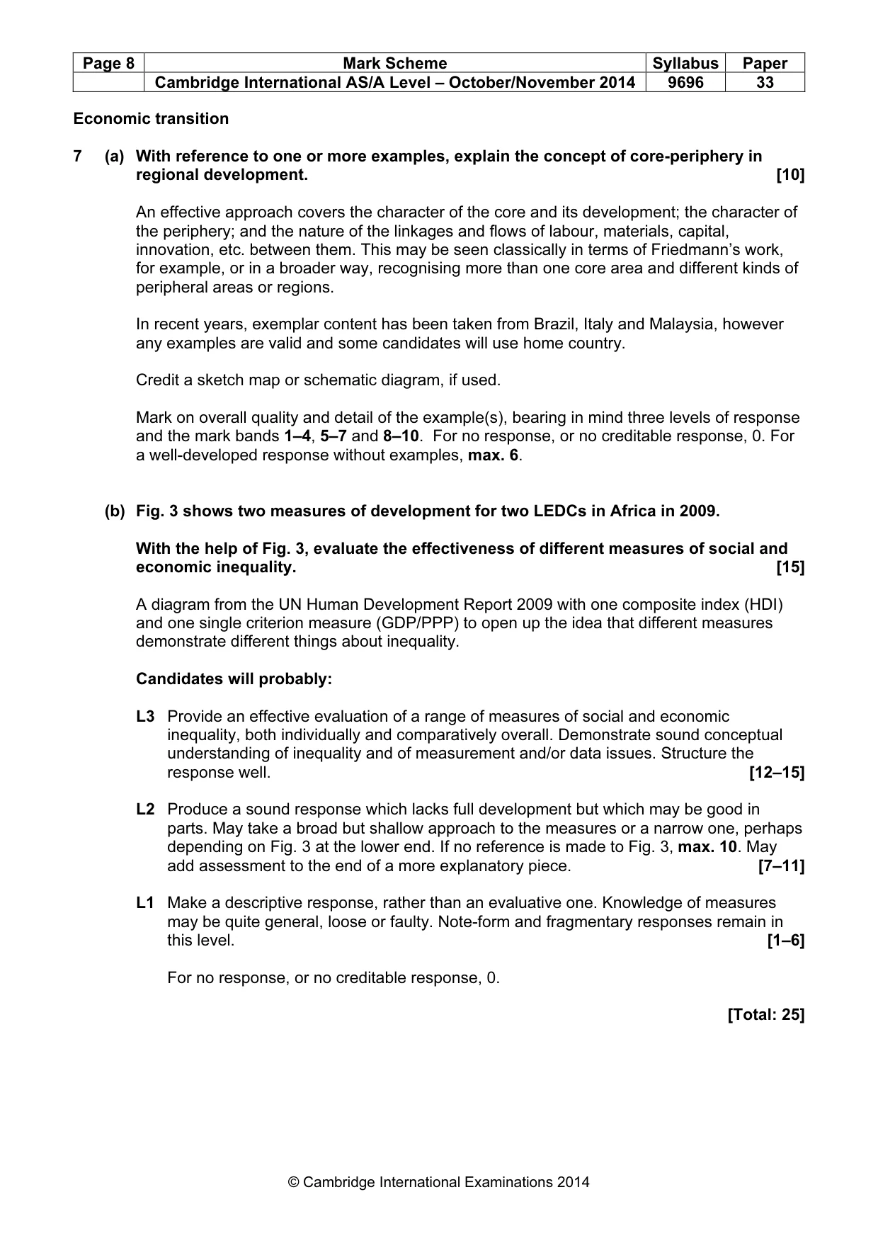 Mark scheme, page 8 of 9