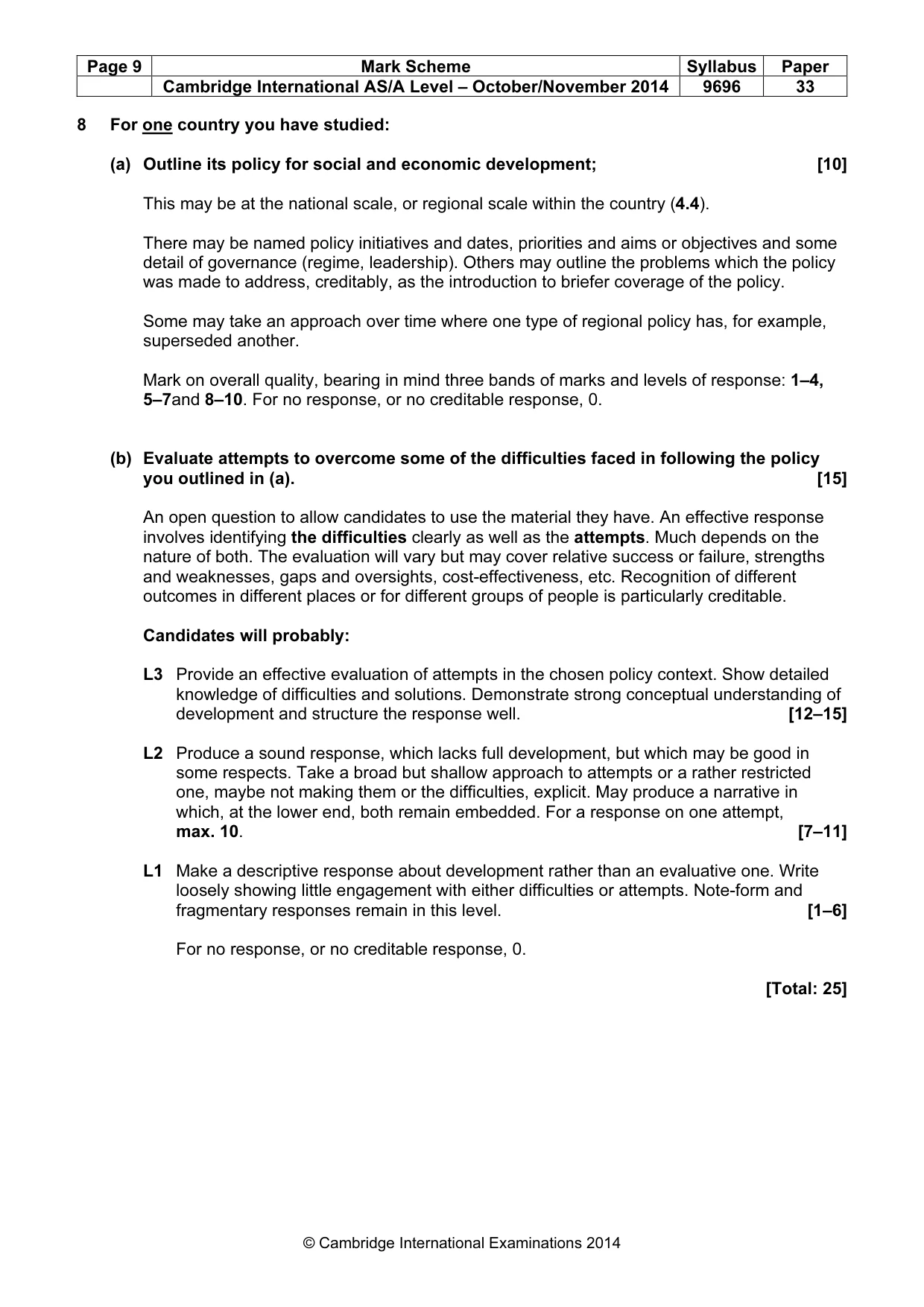 Mark scheme, page 9 of 9