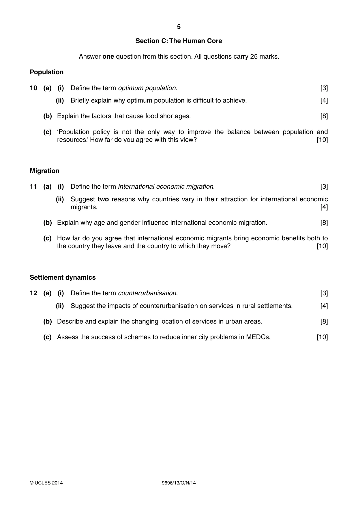 Cambridge A Level Geography 9696 2014 Oct/Nov Paper 1 · Variant 3 question paper, page 5 of 8