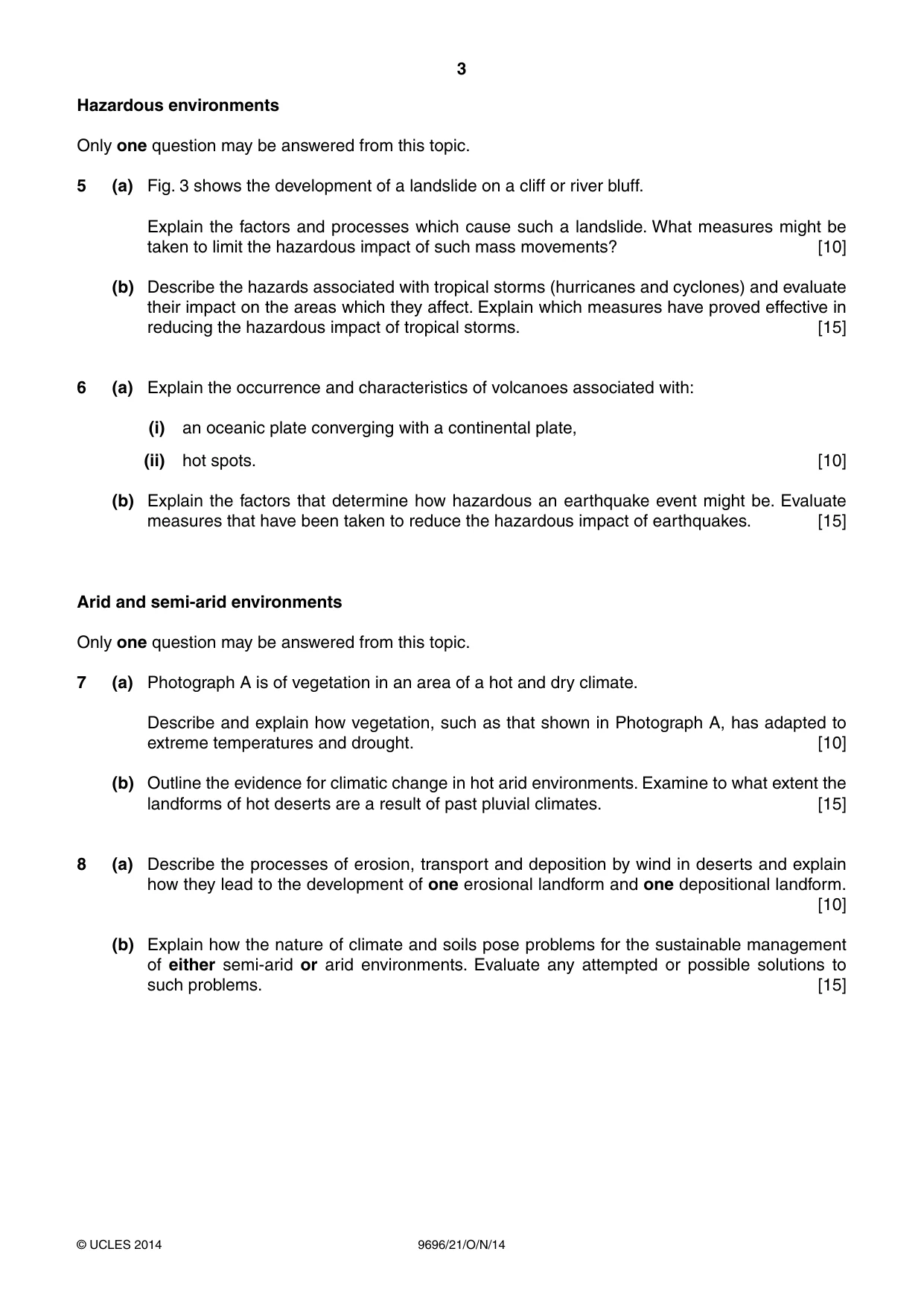 Cambridge A Level Geography 9696 2014 Oct/Nov Paper 2 · Variant 1 question paper, page 3 of 4