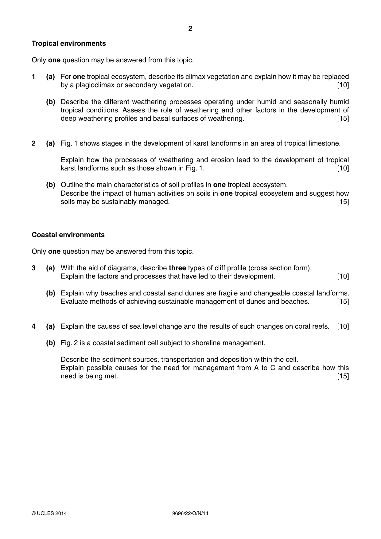 Cambridge A Level Geography 9696 2014 Oct/Nov Paper 2 · Variant 2 question paper, page 2 of 4
