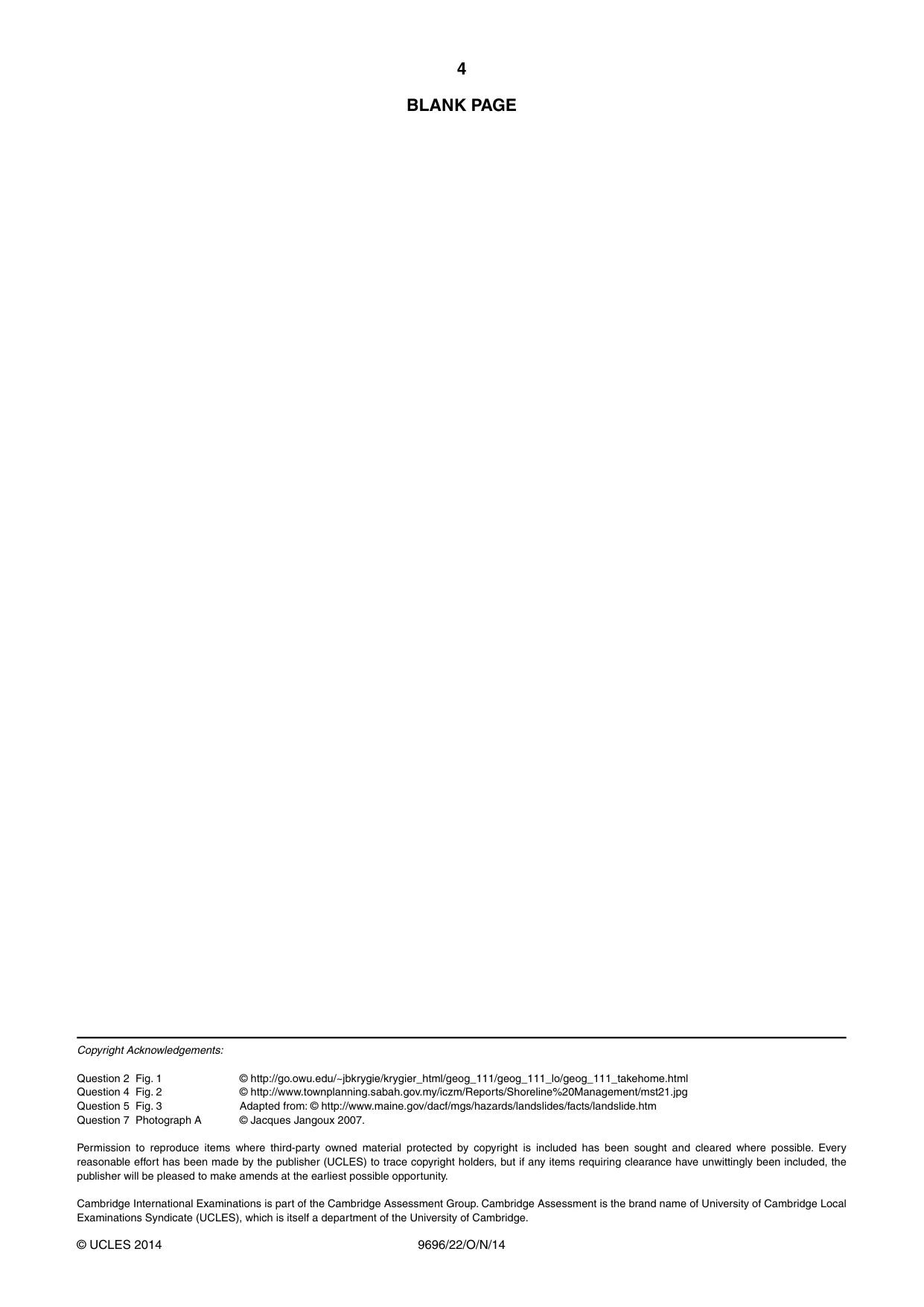 Cambridge A Level Geography 9696 2014 Oct/Nov Paper 2 · Variant 2 question paper, page 4 of 4