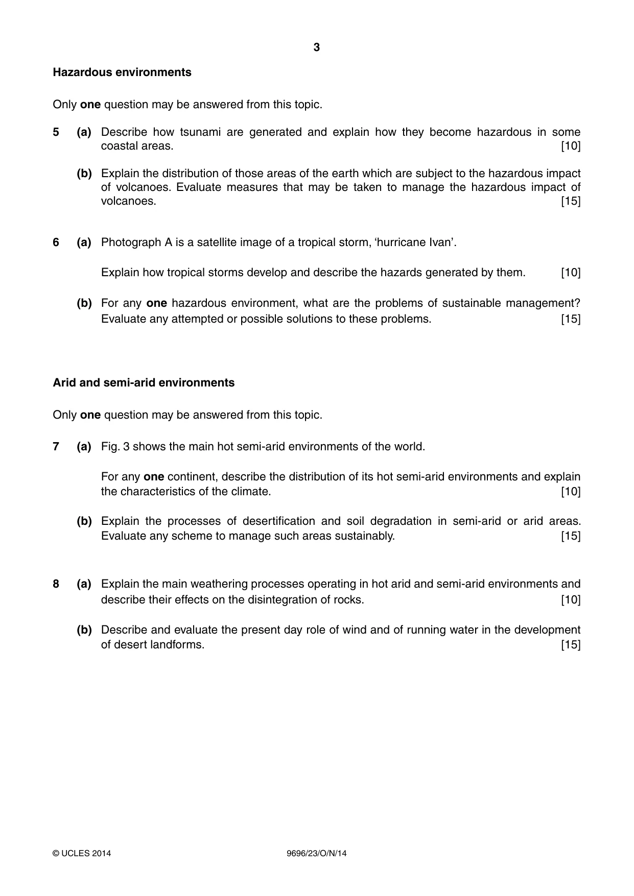Cambridge A Level Geography 9696 2014 Oct/Nov Paper 2 · Variant 3 question paper, page 3 of 4