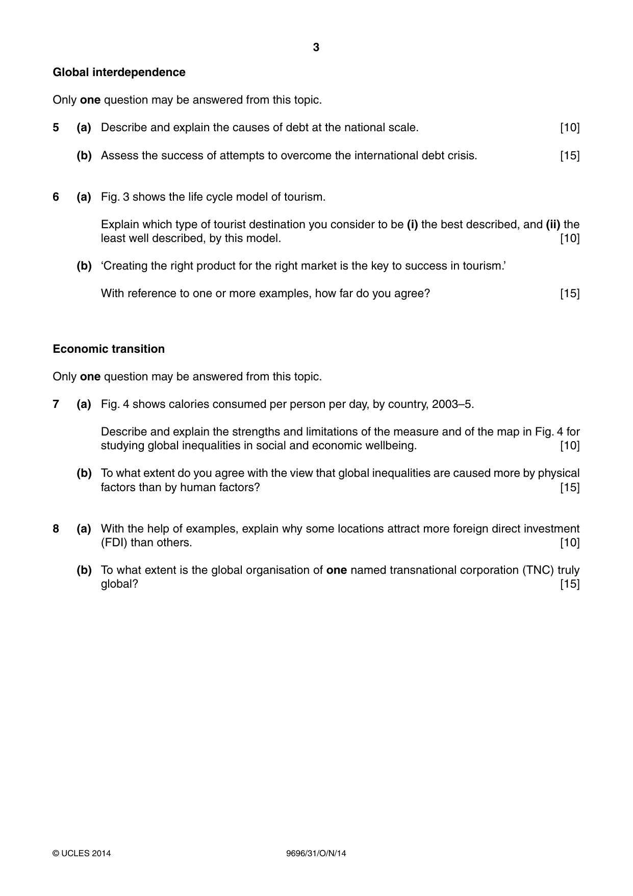 Cambridge A Level Geography 9696 2014 Oct/Nov Paper 3 · Variant 1 question paper, page 3 of 4