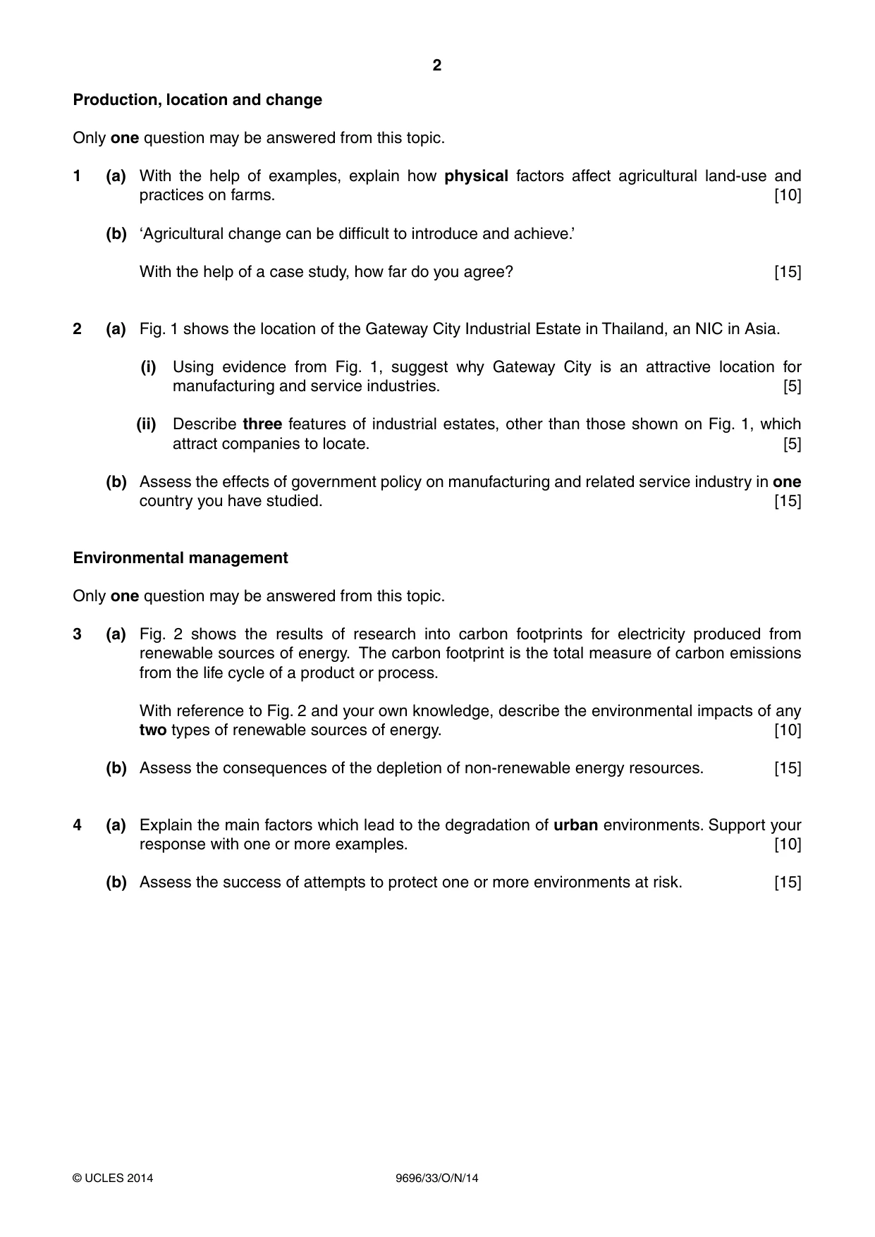 Cambridge A Level Geography 9696 2014 Oct/Nov Paper 3 · Variant 3 question paper, page 2 of 4