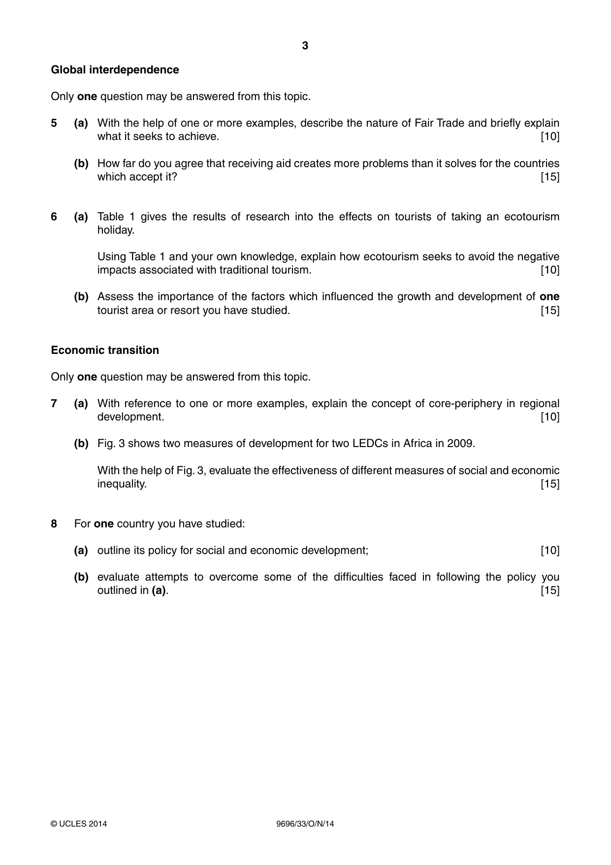 Cambridge A Level Geography 9696 2014 Oct/Nov Paper 3 · Variant 3 question paper, page 3 of 4