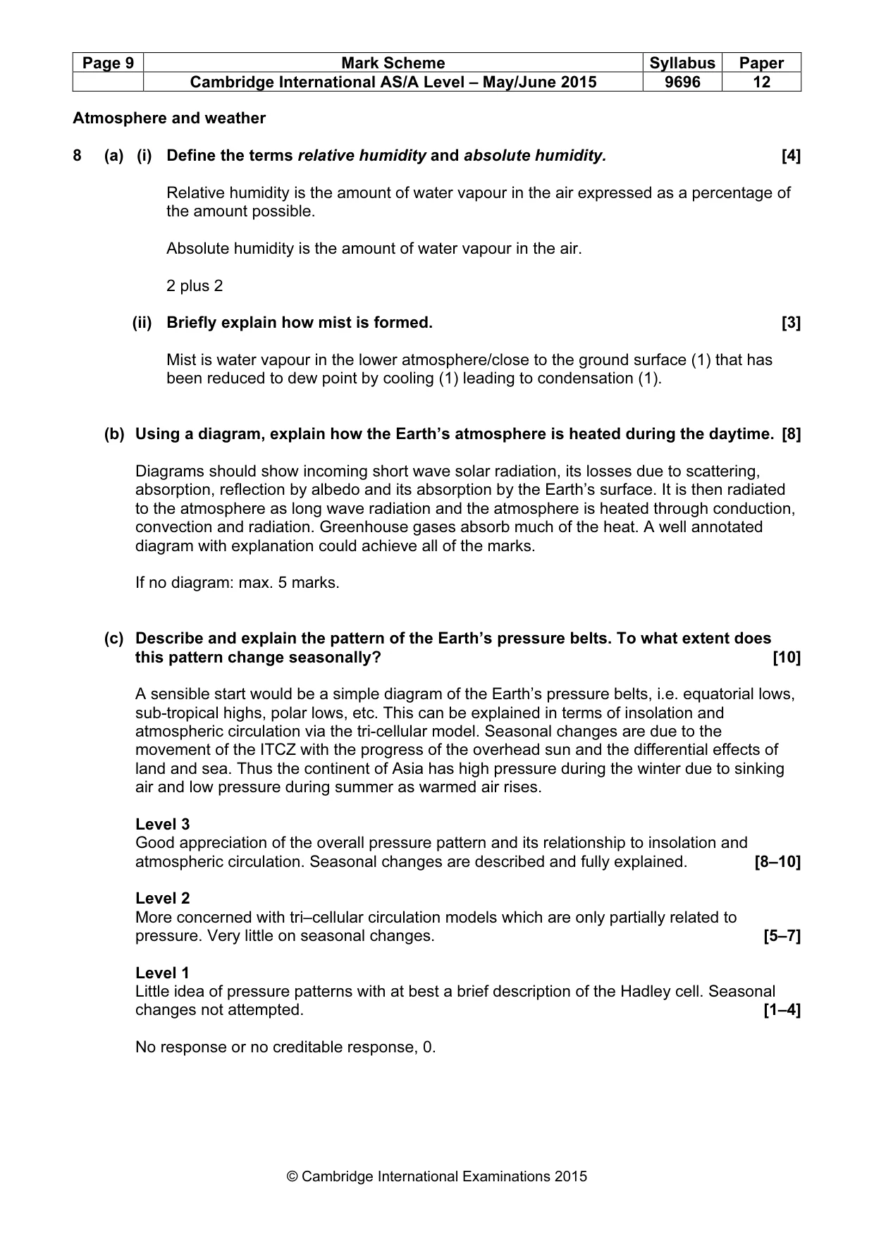 Mark scheme, page 9 of 14