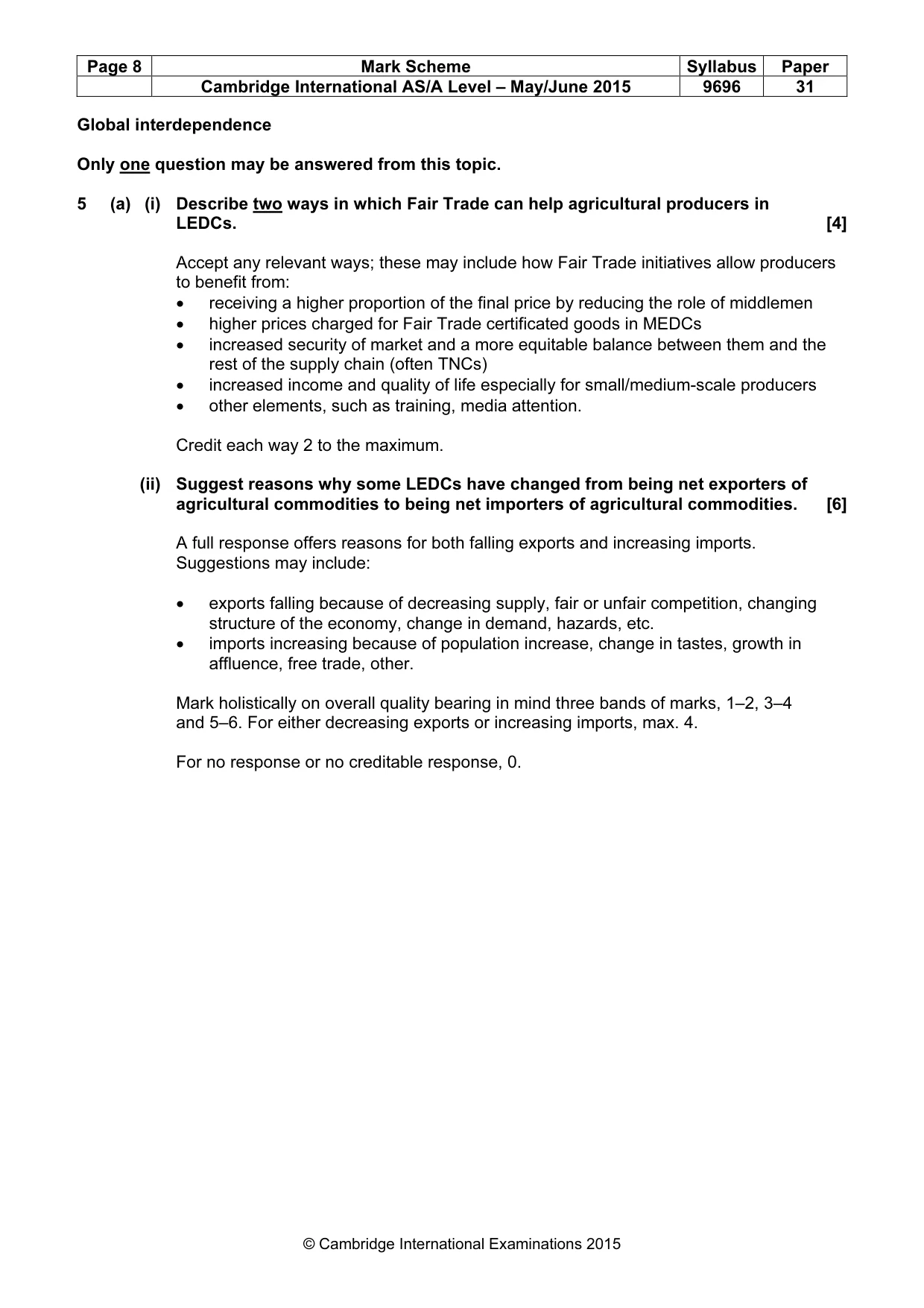 Mark scheme, page 8 of 13
