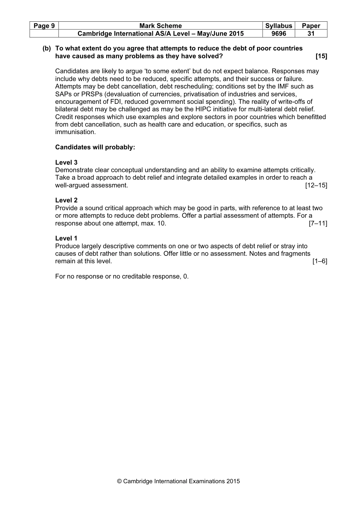 Mark scheme, page 9 of 13