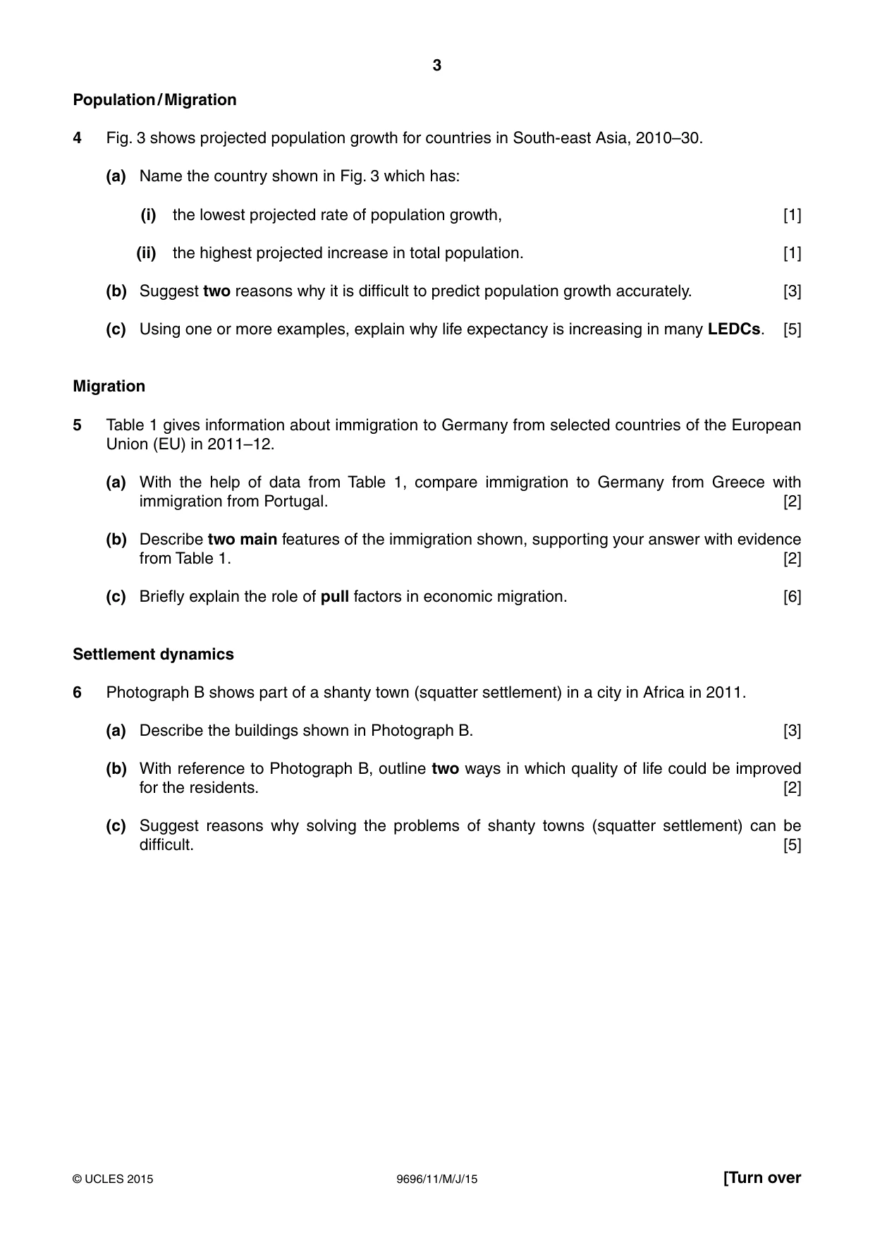 Cambridge A Level Geography 9696 2015 May/June Paper 1 · Variant 1 question paper, page 3 of 8