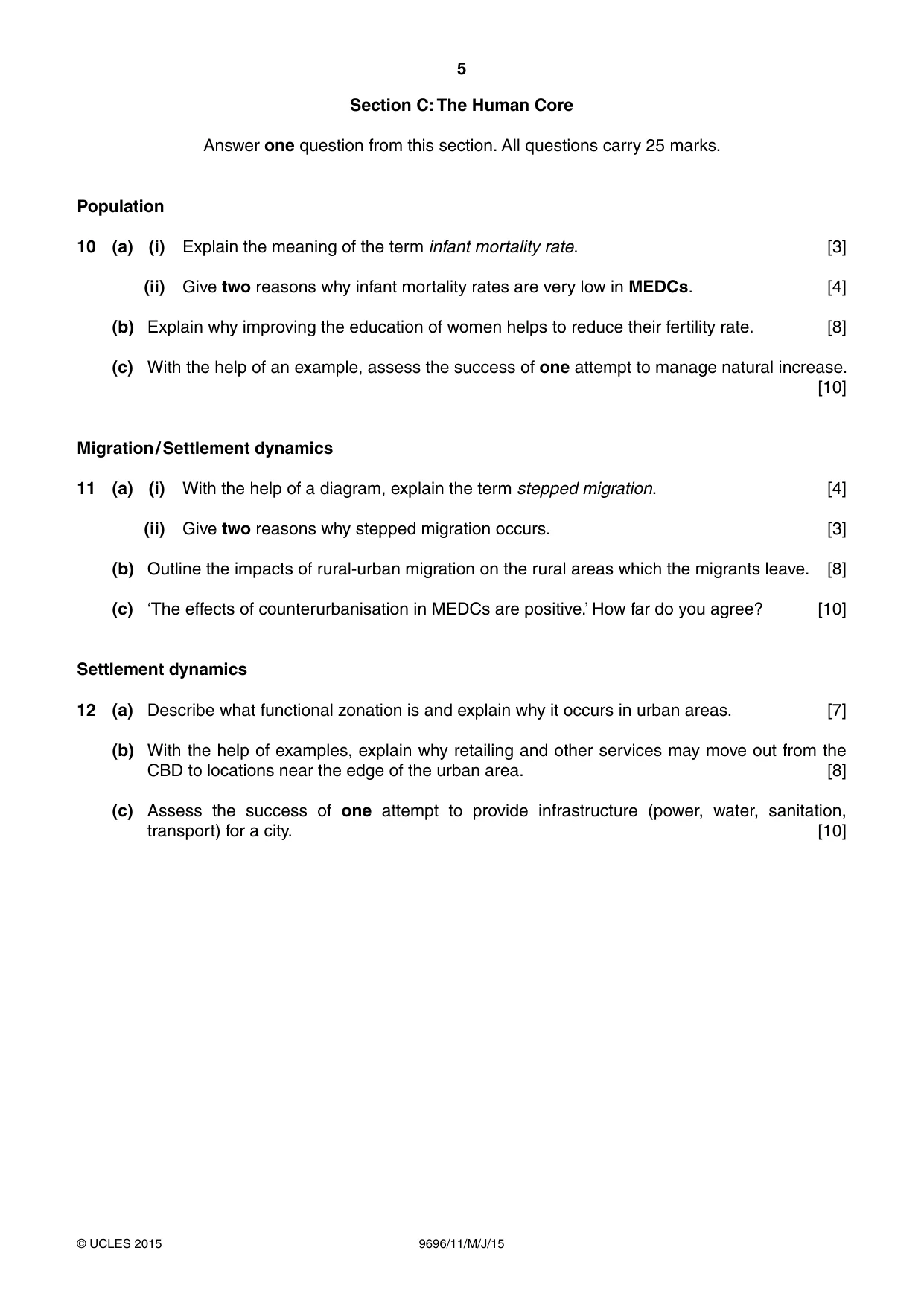 Cambridge A Level Geography 9696 2015 May/June Paper 1 · Variant 1 question paper, page 5 of 8