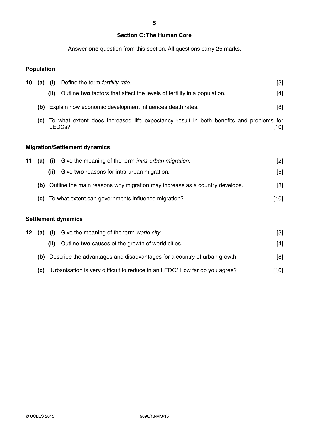 Cambridge A Level Geography 9696 2015 May/June Paper 1 · Variant 3 question paper, page 5 of 8