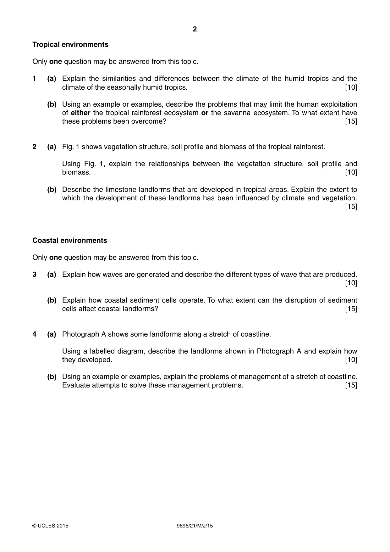 Cambridge A Level Geography 9696 2015 May/June Paper 2 · Variant 1 question paper, page 2 of 4