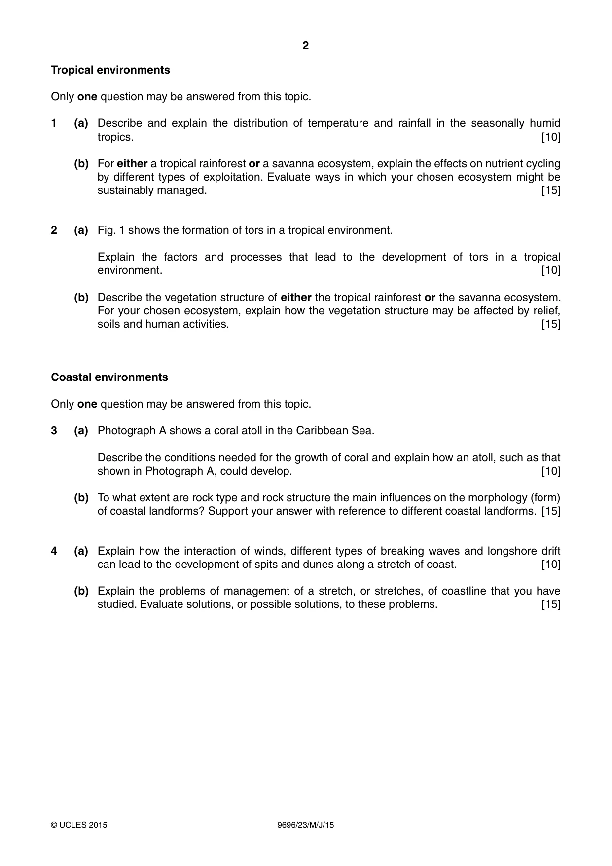 Cambridge A Level Geography 9696 2015 May/June Paper 2 · Variant 3 question paper, page 2 of 4
