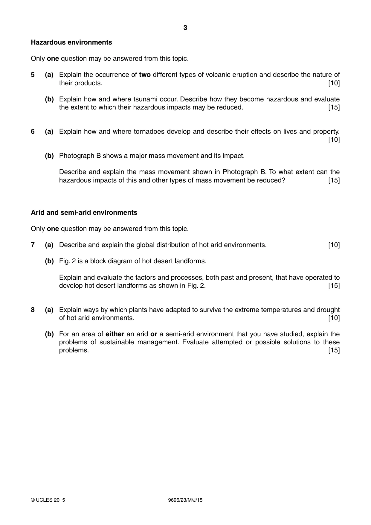 Cambridge A Level Geography 9696 2015 May/June Paper 2 · Variant 3 question paper, page 3 of 4