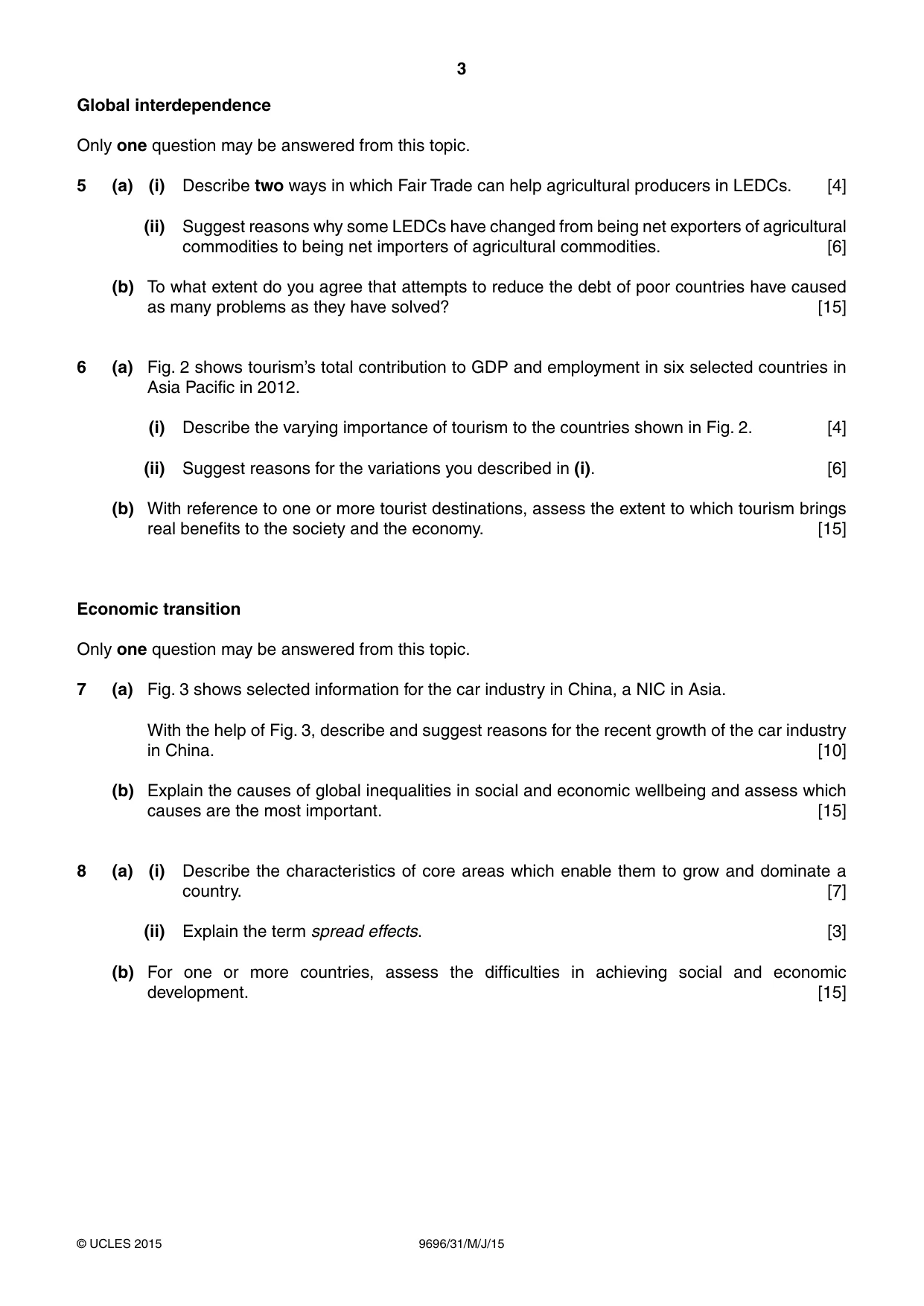 Cambridge A Level Geography 9696 2015 May/June Paper 3 · Variant 1 question paper, page 3 of 4