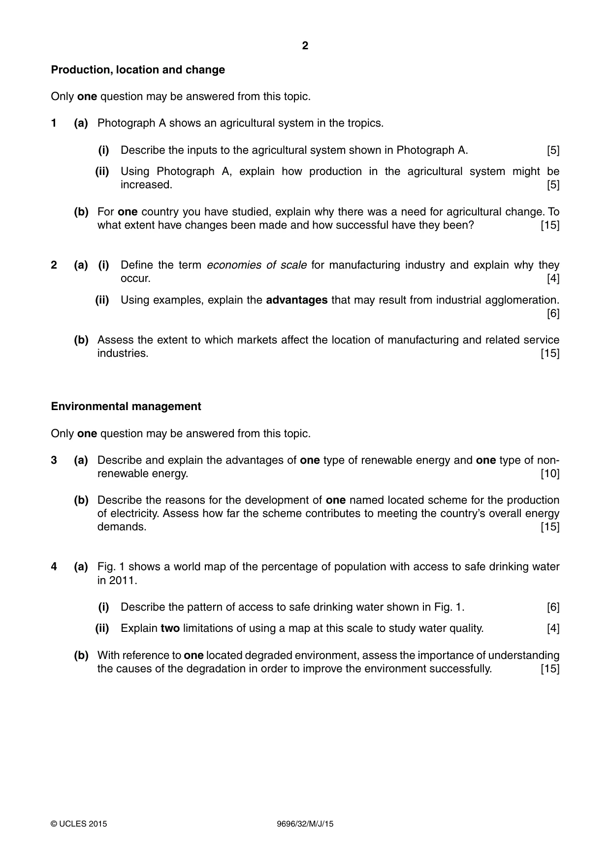 Cambridge A Level Geography 9696 2015 May/June Paper 3 · Variant 2 question paper, page 2 of 4