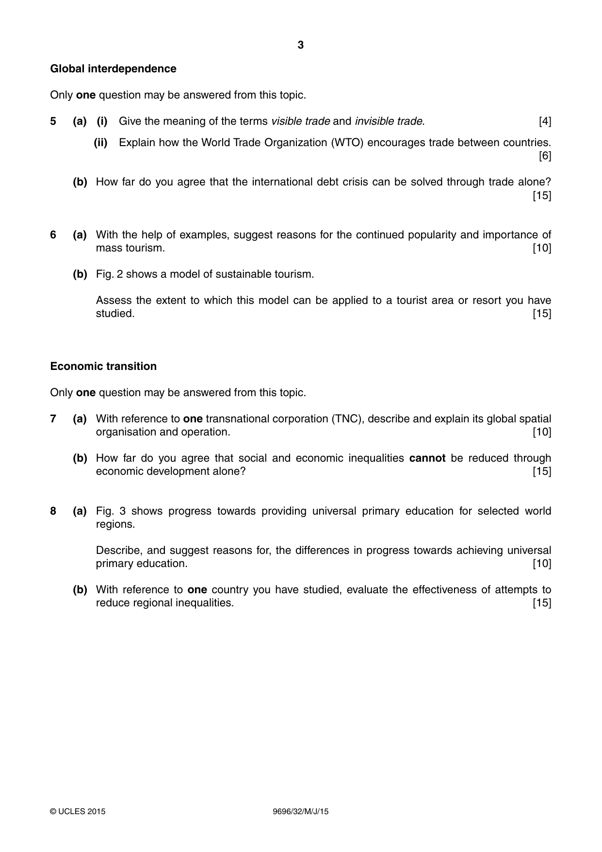 Cambridge A Level Geography 9696 2015 May/June Paper 3 · Variant 2 question paper, page 3 of 4