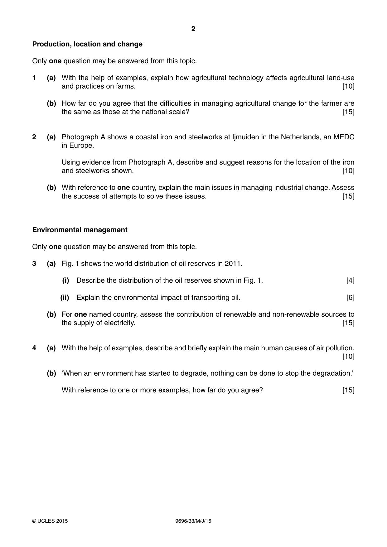 Cambridge A Level Geography 9696 2015 May/June Paper 3 · Variant 3 question paper, page 2 of 4