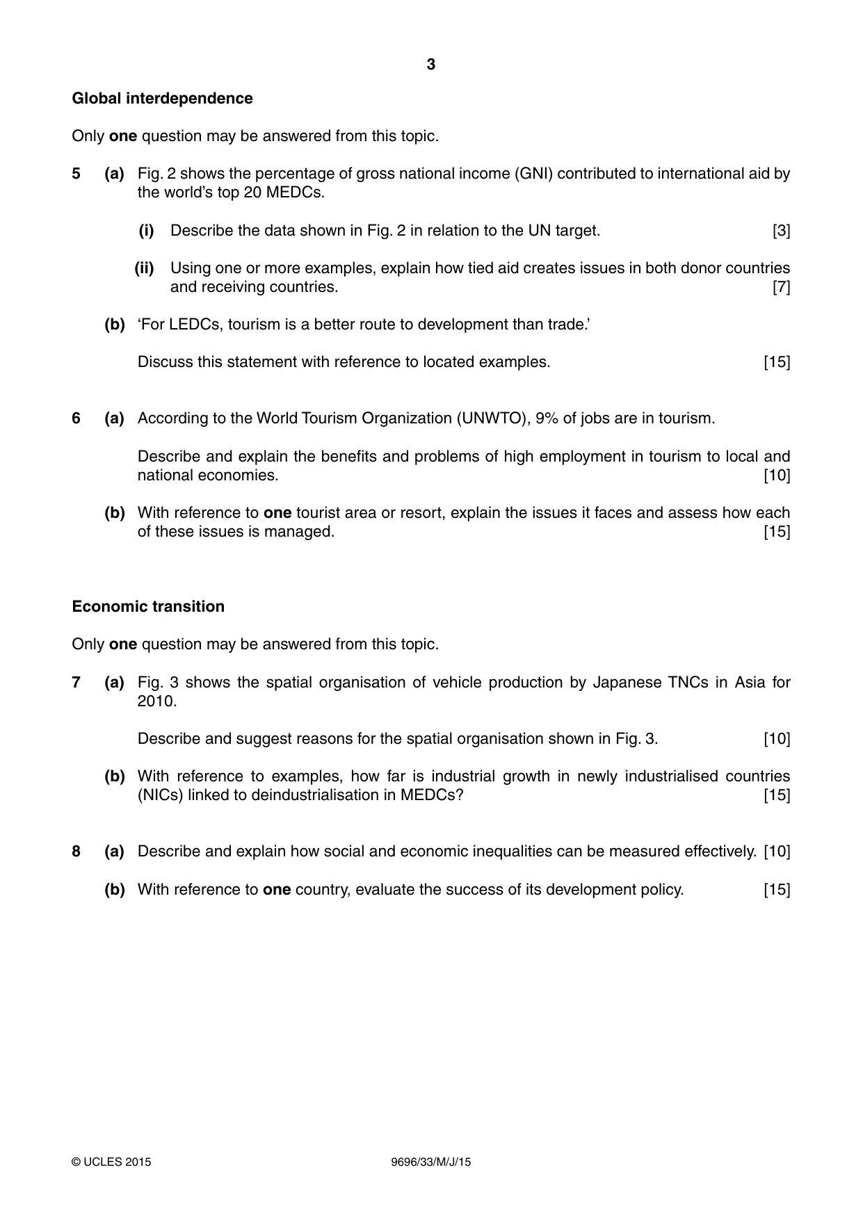 Cambridge A Level Geography 9696 2015 May/June Paper 3 · Variant 3 question paper, page 3 of 4