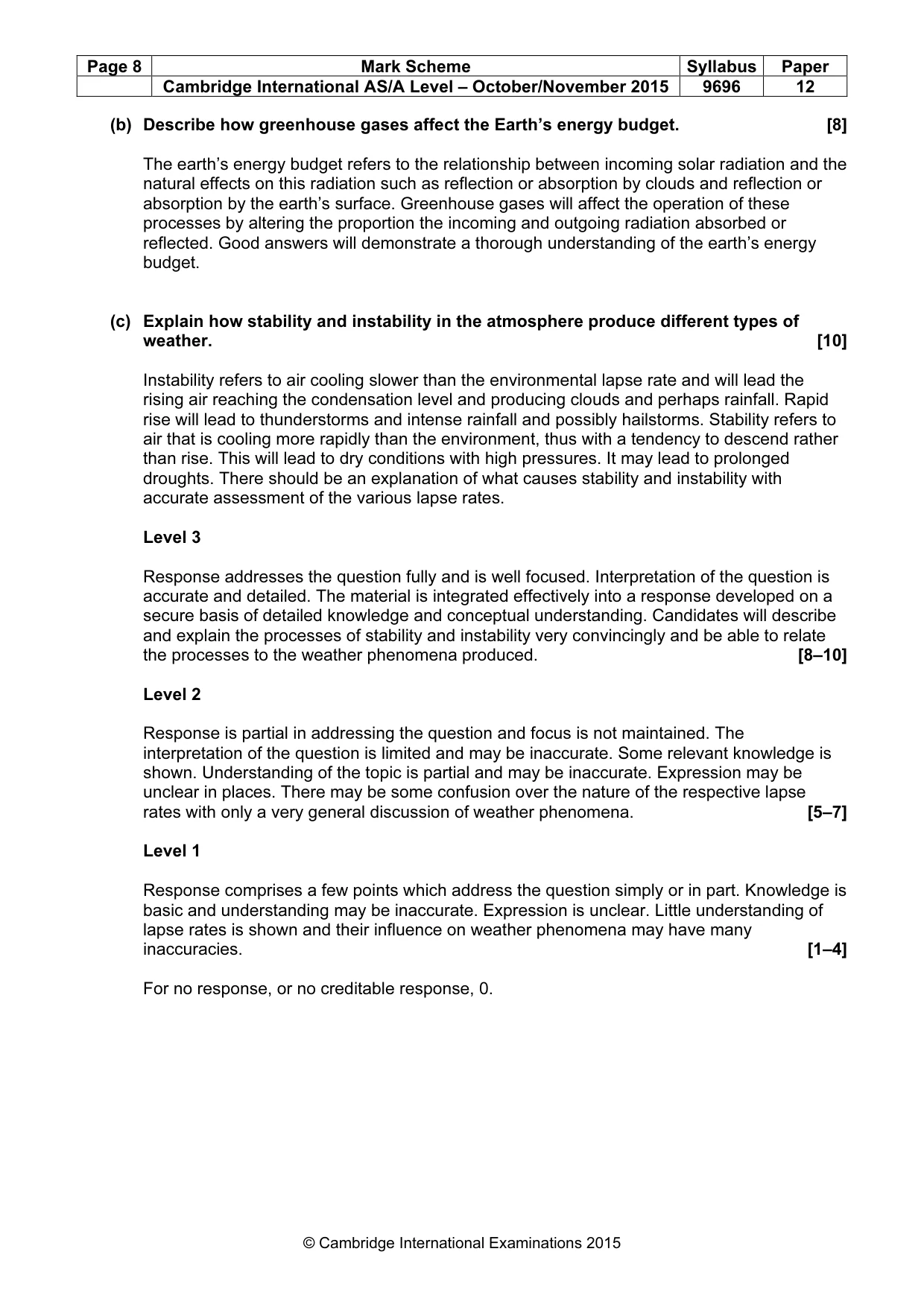 Mark scheme, page 8 of 15