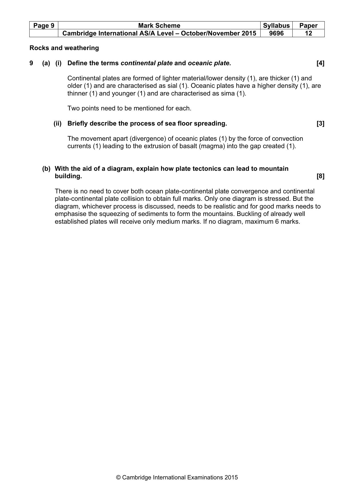 Mark scheme, page 9 of 15