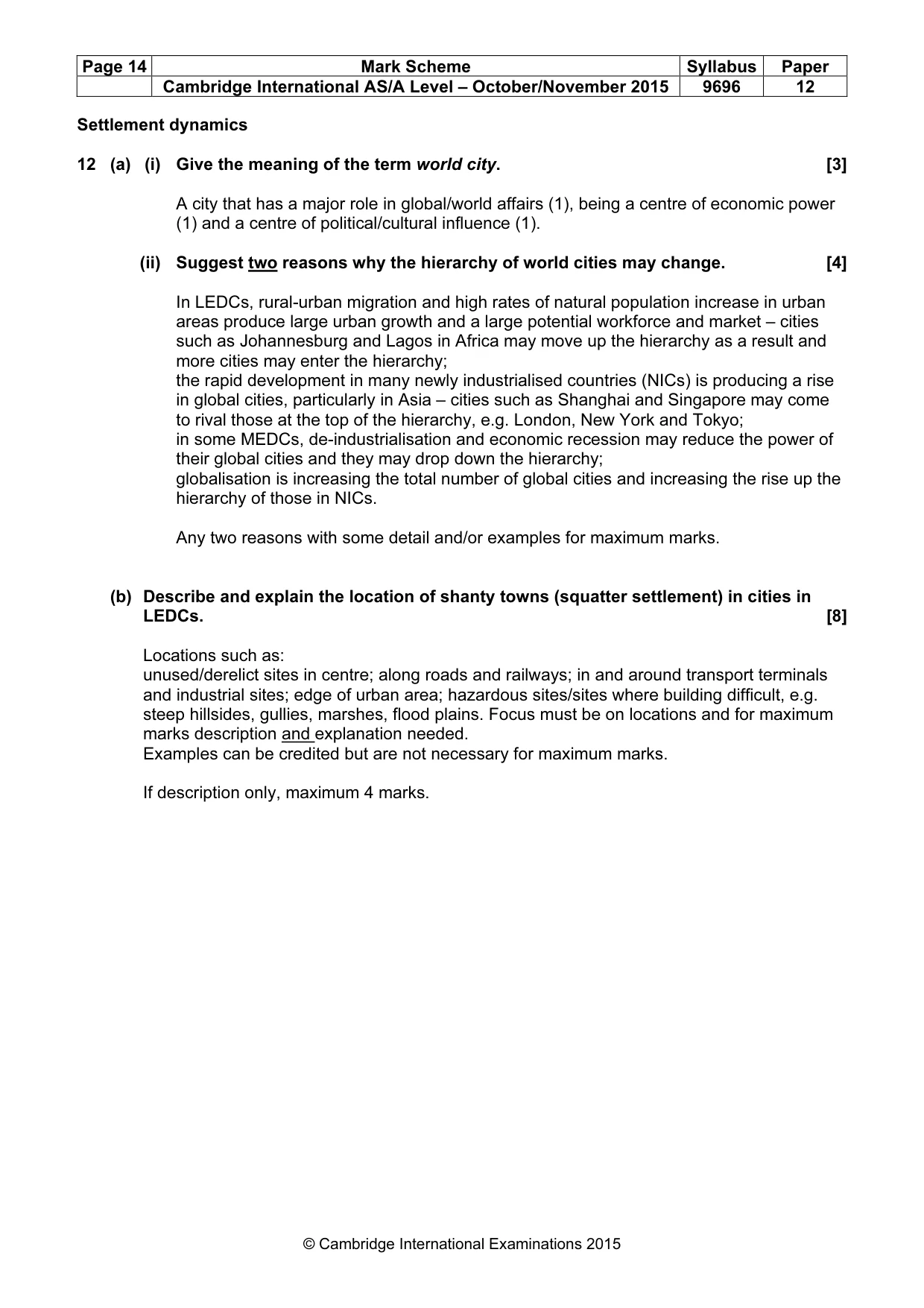 Mark scheme, page 14 of 15
