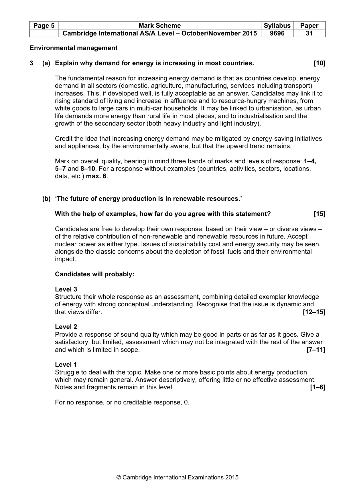 Mark scheme, page 5 of 11