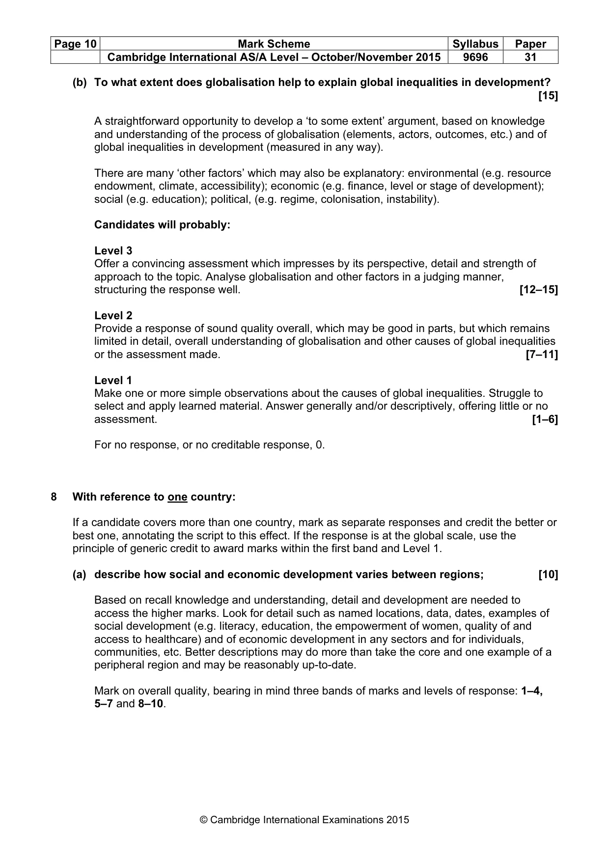 Mark scheme, page 10 of 11