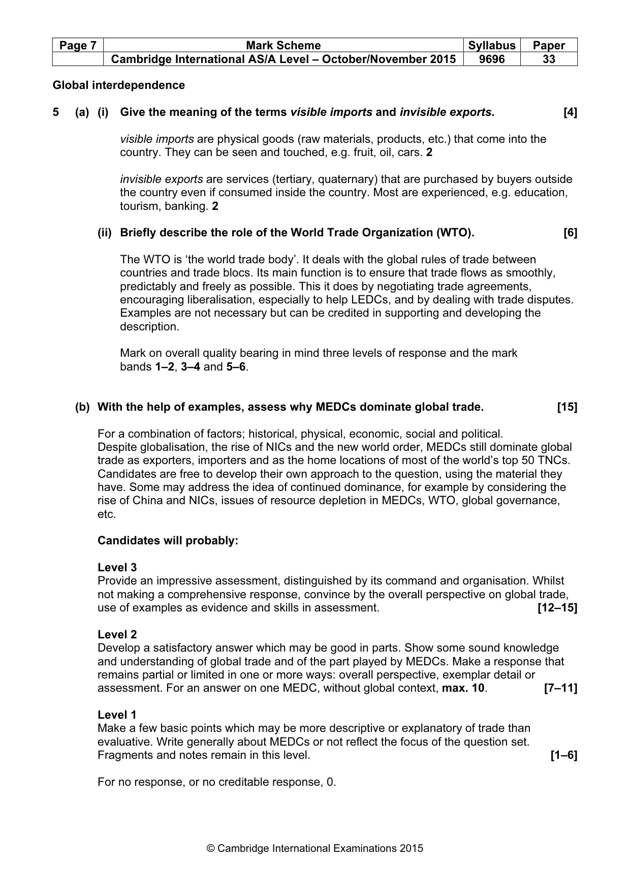 Mark scheme, page 7 of 10
