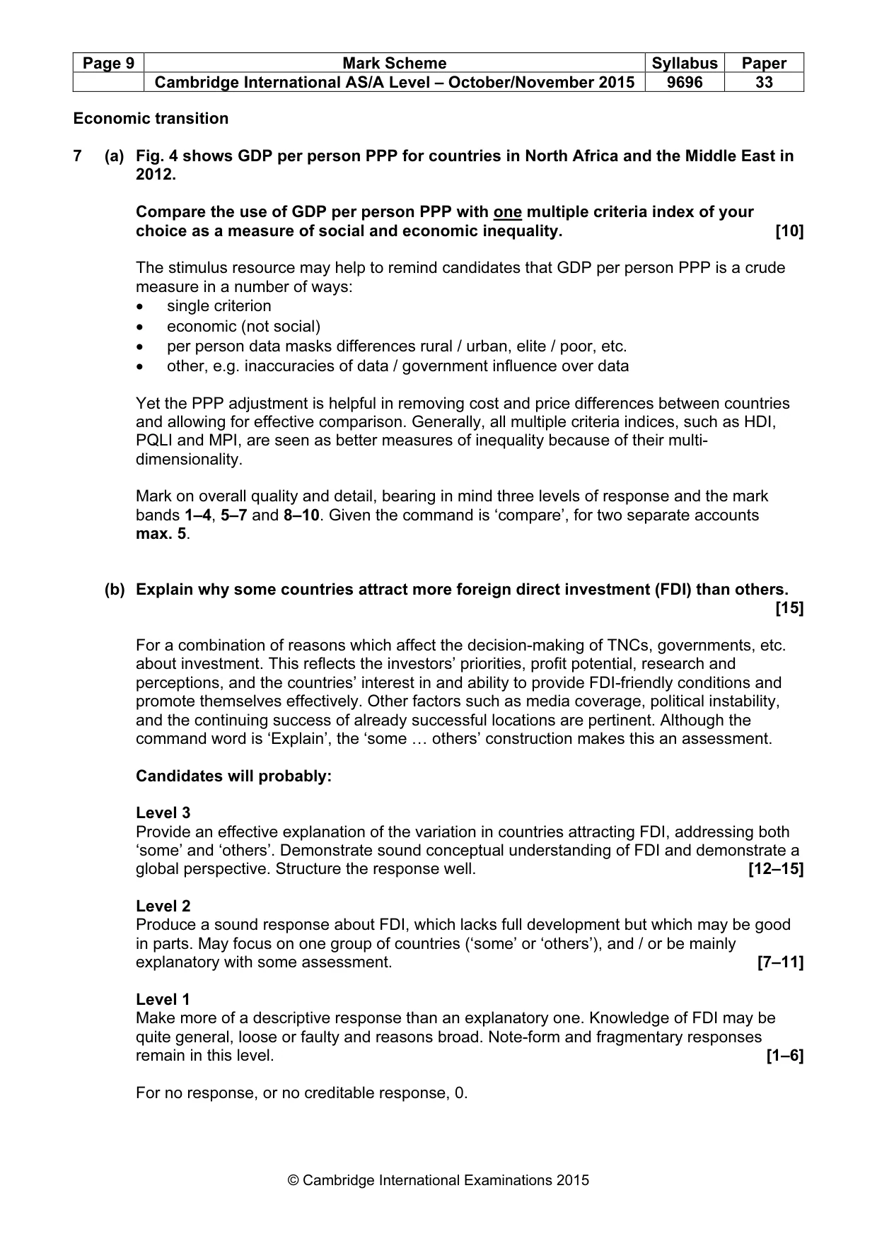 Mark scheme, page 9 of 10