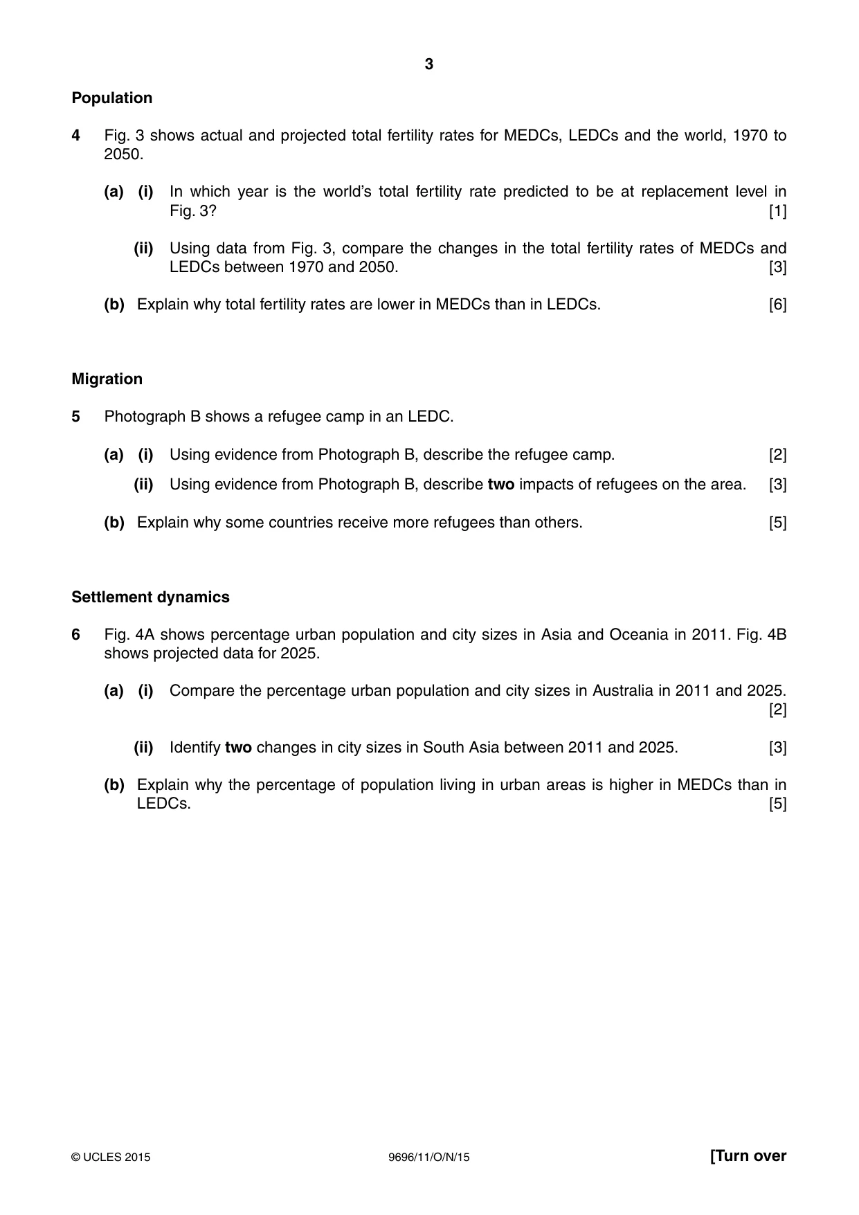 Cambridge A Level Geography 9696 2015 Oct/Nov Paper 1 · Variant 1 question paper, page 3 of 8