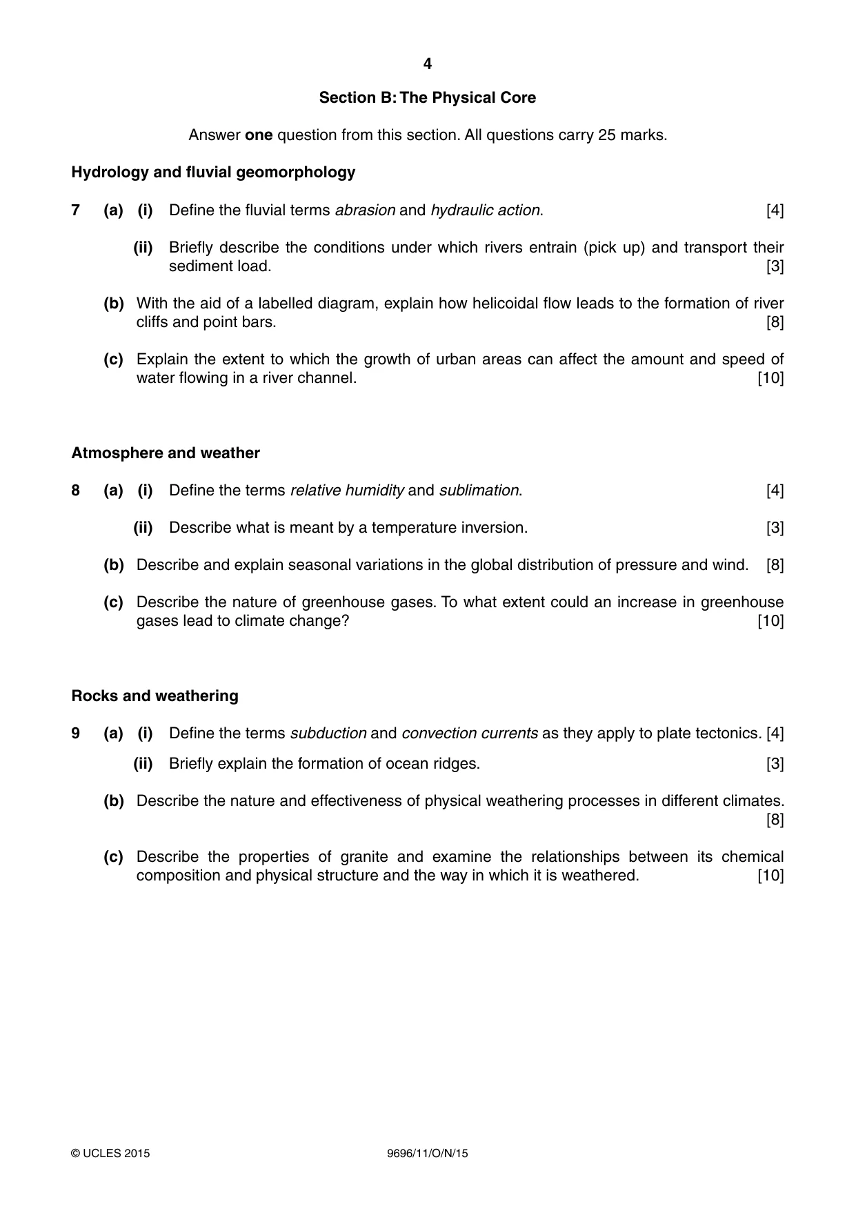 Cambridge A Level Geography 9696 2015 Oct/Nov Paper 1 · Variant 1 question paper, page 4 of 8