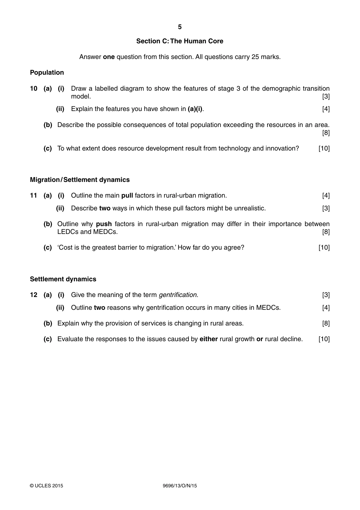 Cambridge A Level Geography 9696 2015 Oct/Nov Paper 1 · Variant 3 question paper, page 5 of 8