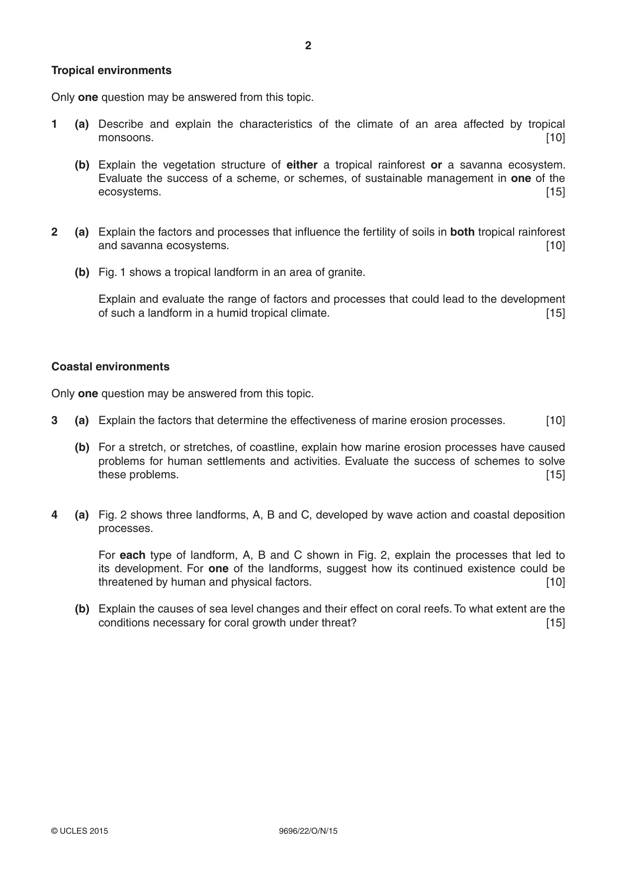 Cambridge A Level Geography 9696 2015 Oct/Nov Paper 2 · Variant 2 question paper, page 2 of 4