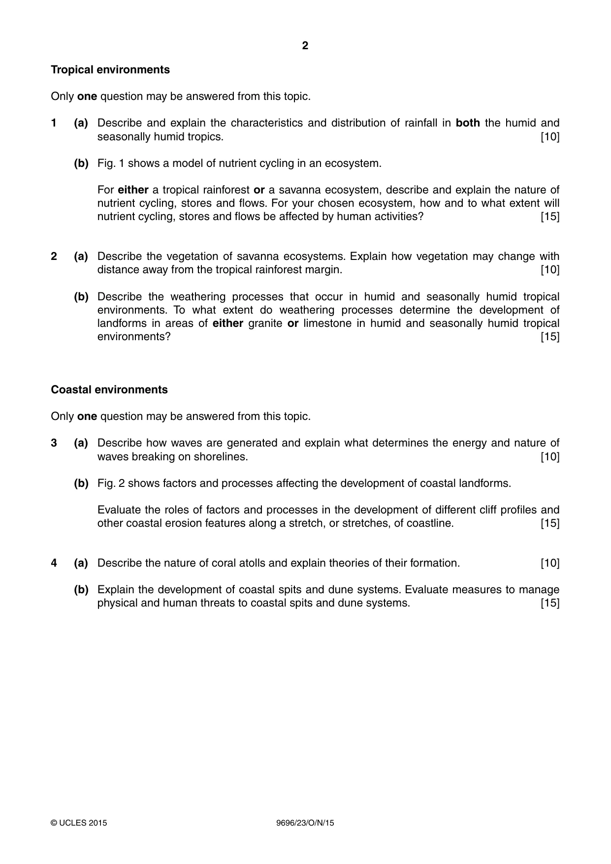 Cambridge A Level Geography 9696 2015 Oct/Nov Paper 2 · Variant 3 question paper, page 2 of 4
