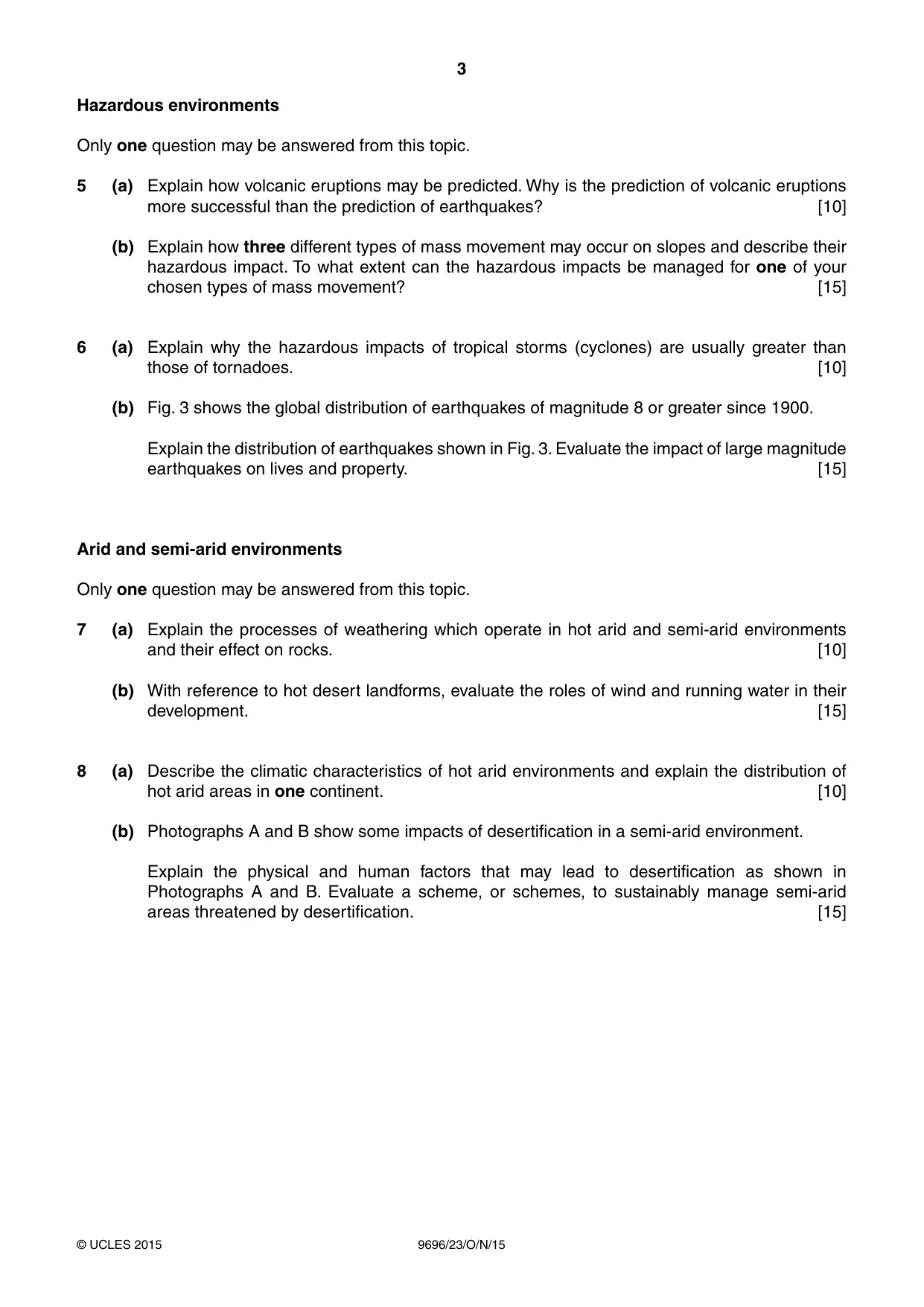 Cambridge A Level Geography 9696 2015 Oct/Nov Paper 2 · Variant 3 question paper, page 3 of 4