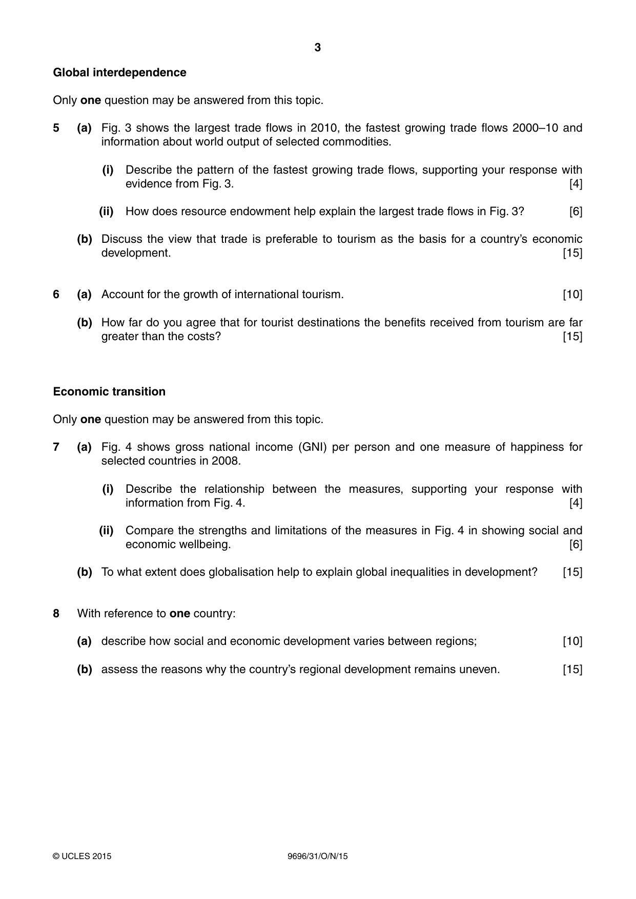 Cambridge A Level Geography 9696 2015 Oct/Nov Paper 3 · Variant 1 question paper, page 3 of 4
