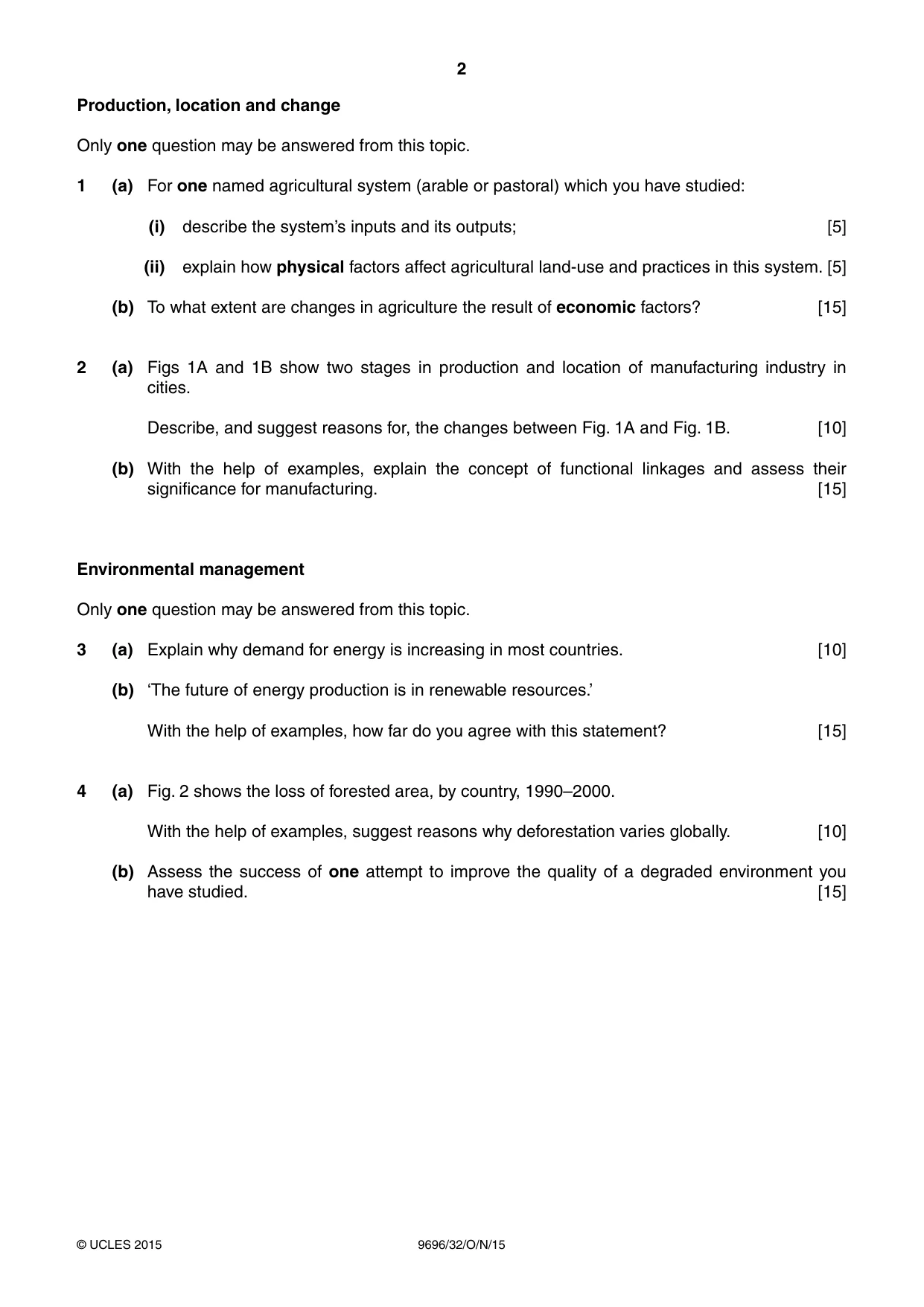 Cambridge A Level Geography 9696 2015 Oct/Nov Paper 3 · Variant 2 question paper, page 2 of 4