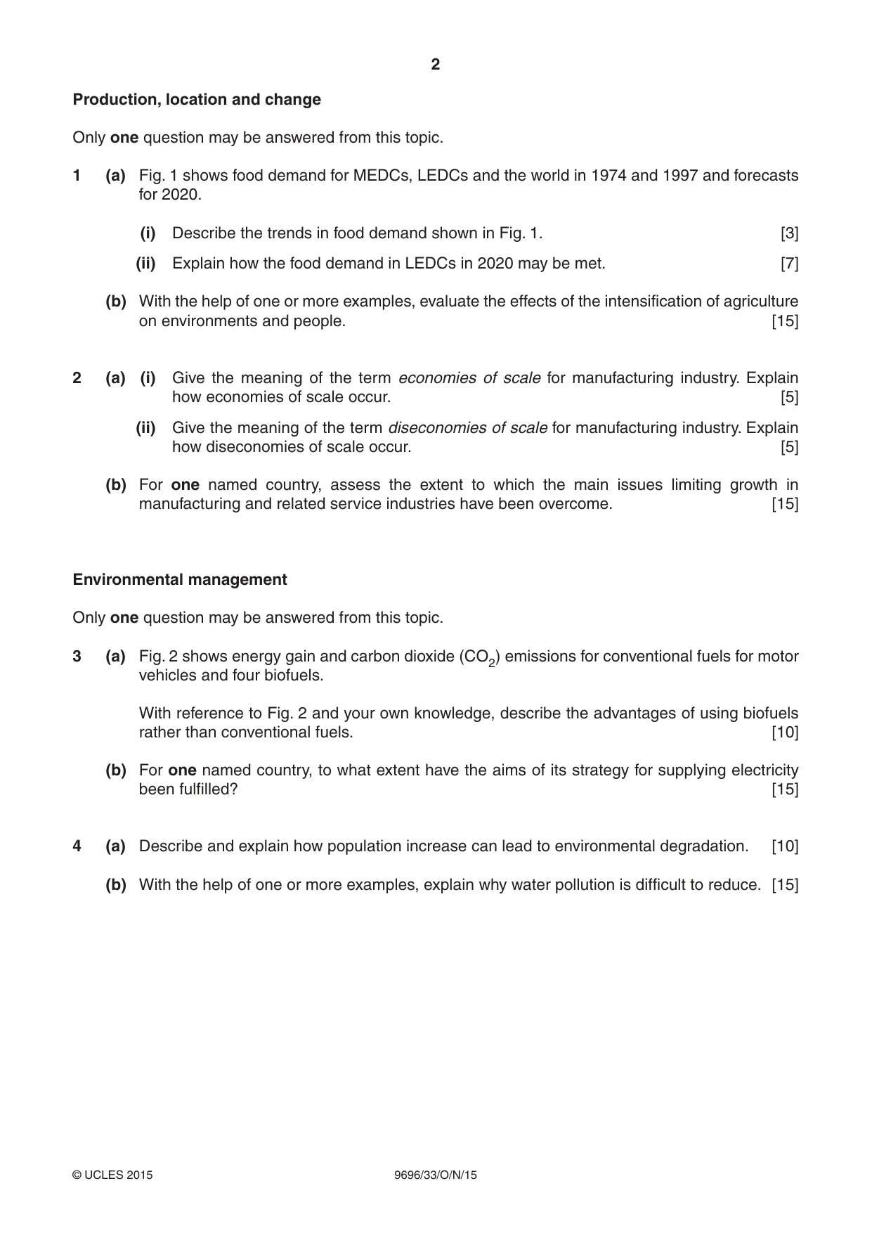 Cambridge A Level Geography 9696 2015 Oct/Nov Paper 3 · Variant 3 question paper, page 2 of 4
