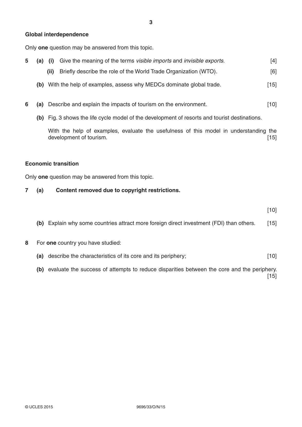Cambridge A Level Geography 9696 2015 Oct/Nov Paper 3 · Variant 3 question paper, page 3 of 4