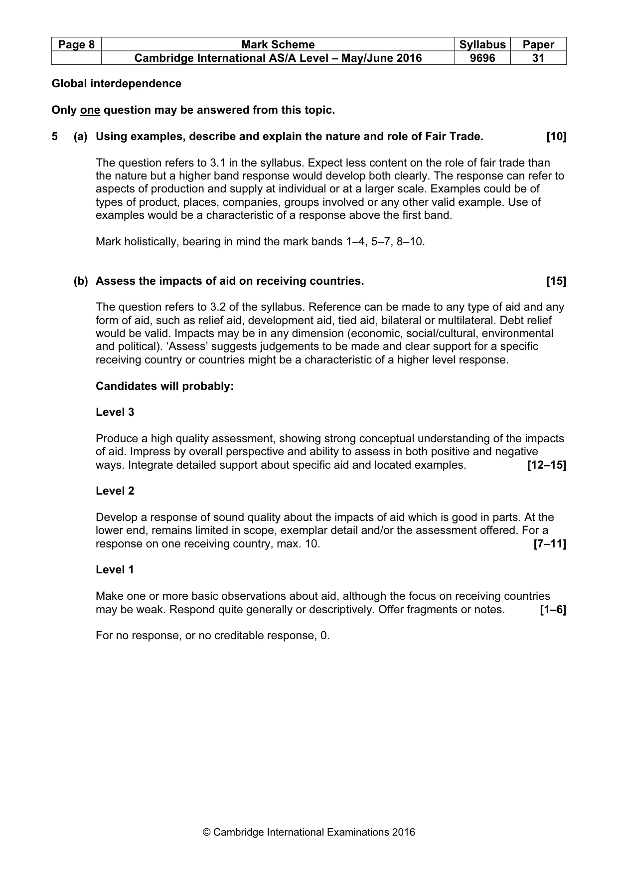 Mark scheme, page 8 of 13