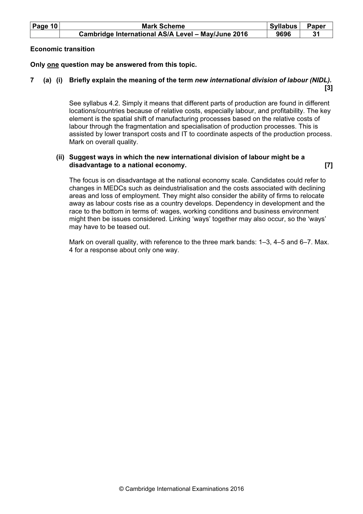 Mark scheme, page 10 of 13