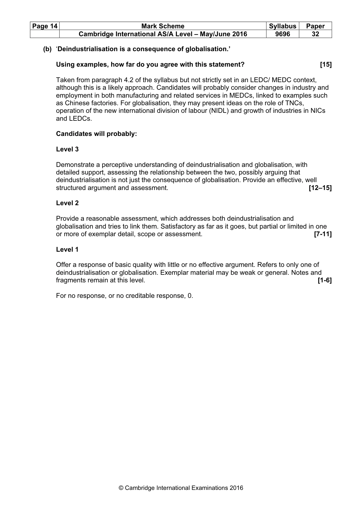 Mark scheme, page 14 of 16